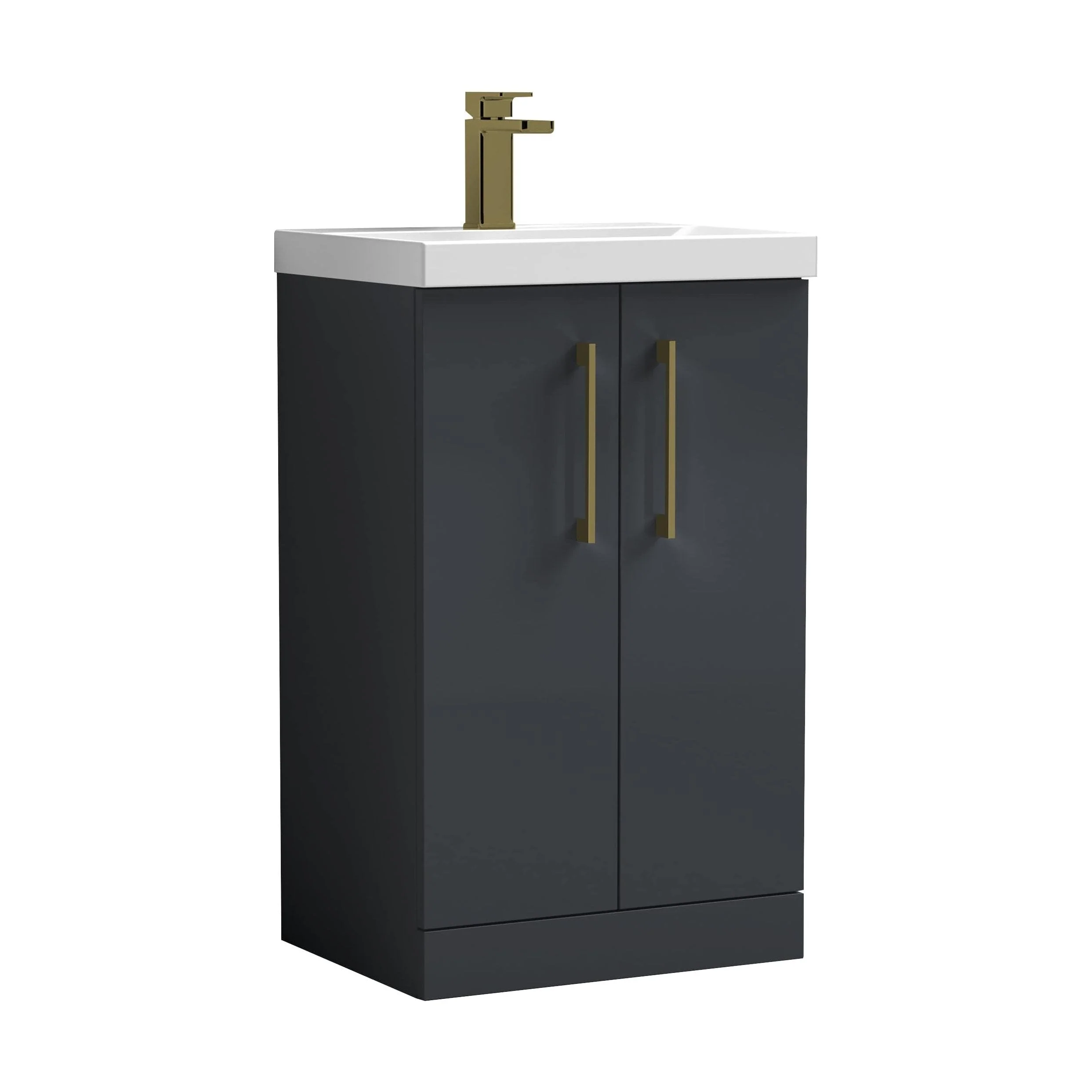 Bramshall Floor Standing 2 Door Vanity Basin Unit with Mid-Edge Basin, 800mm, Choice of Colour and Handle Finish - Image 16