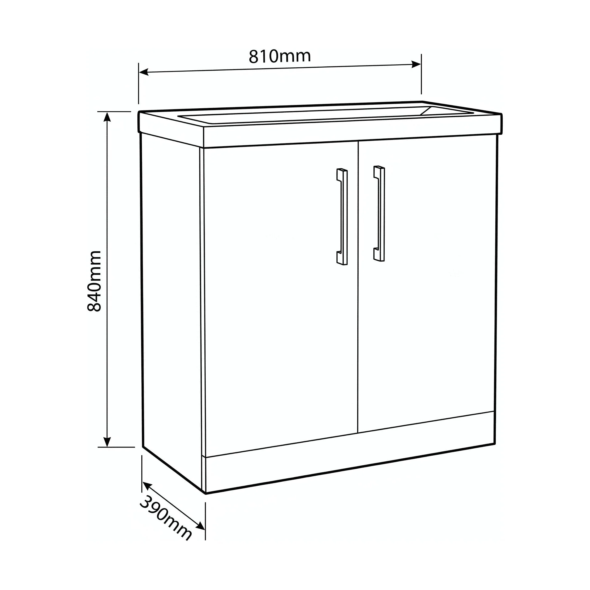 Bramshall Floor Standing 2 Door Vanity Basin Unit with Mid-Edge Basin, 800mm, Choice of Colour and Handle Finish - Image 160