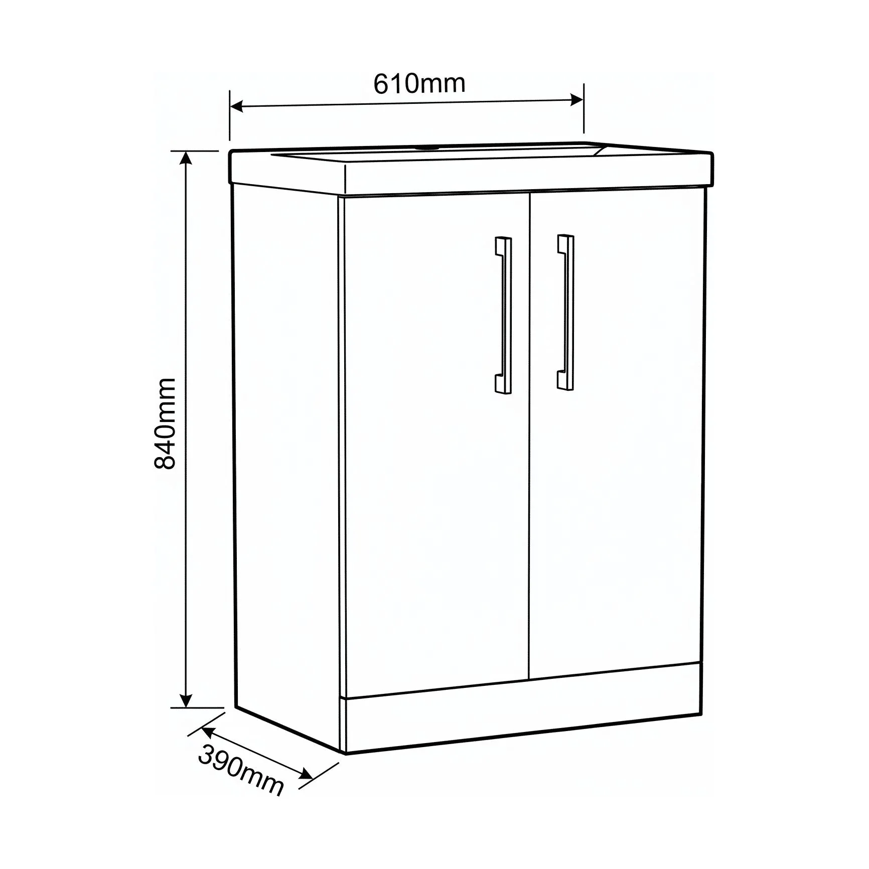 Bramshall Floor Standing 2 Door Vanity Basin Unit with Mid-Edge Basin, 800mm, Choice of Colour and Handle Finish - Image 165