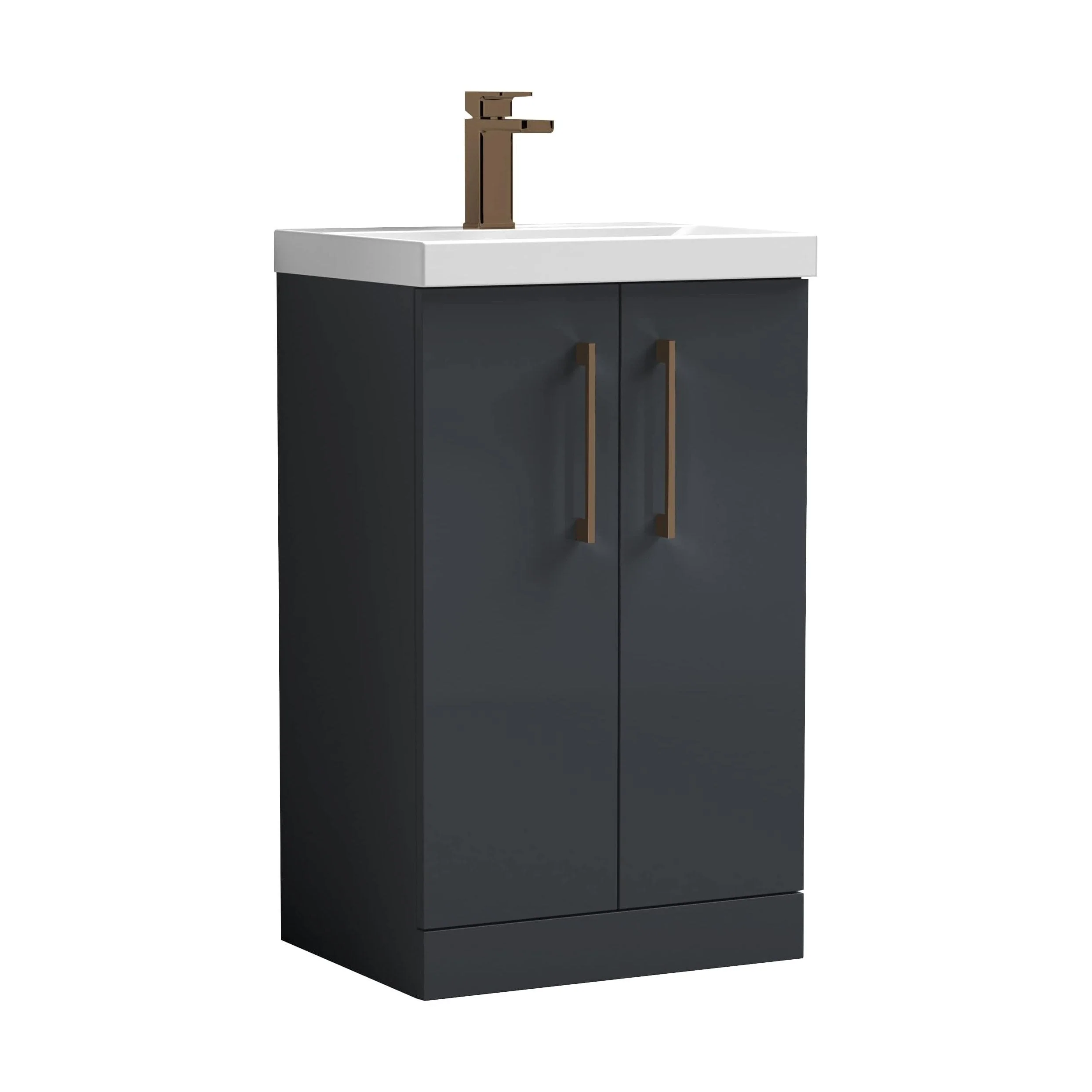 Bramshall Floor Standing 2 Door Vanity Basin Unit with Mid-Edge Basin, 800mm, Choice of Colour and Handle Finish - Image 19