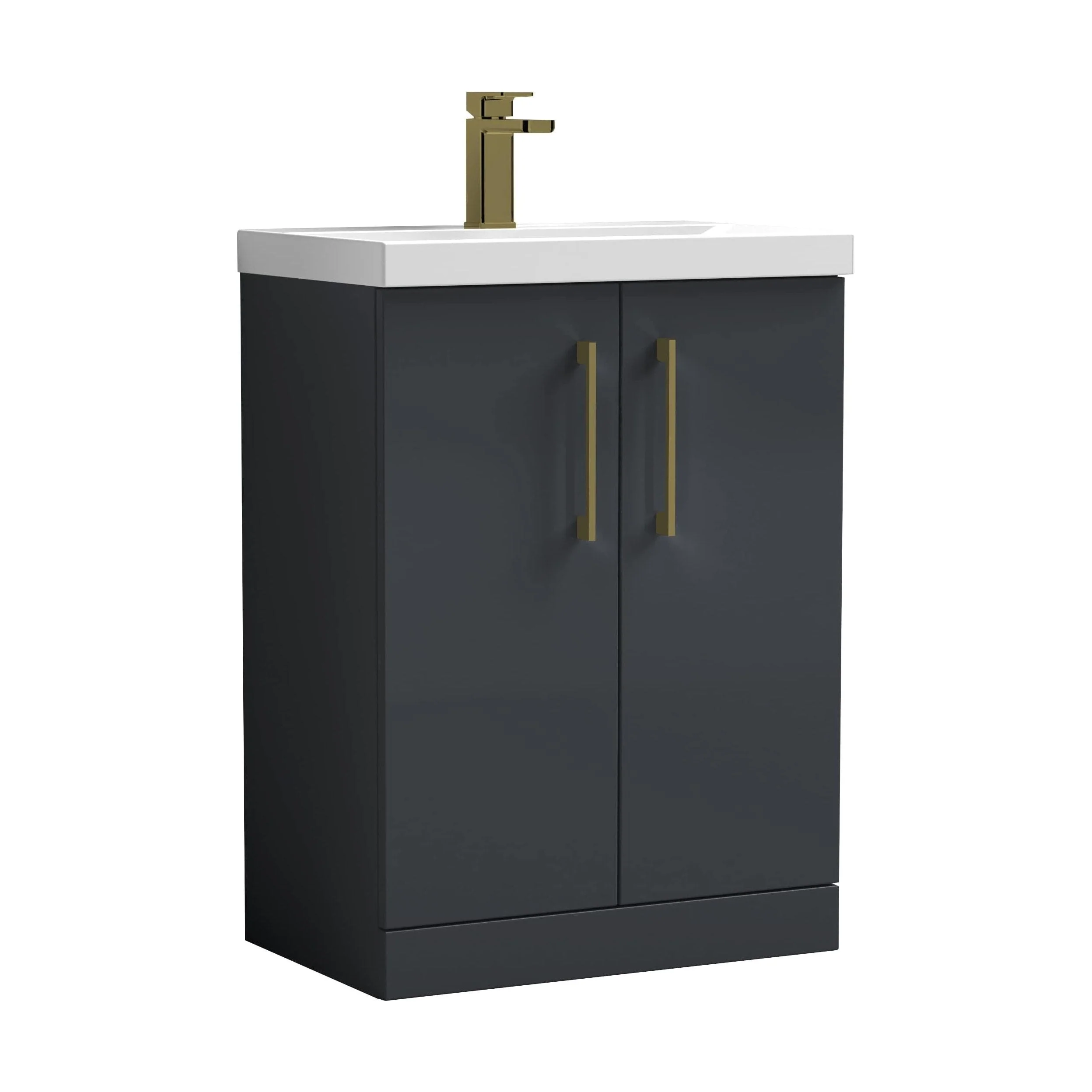 Bramshall Floor Standing 2 Door Vanity Basin Unit with Mid-Edge Basin, 800mm, Choice of Colour and Handle Finish - Image 21