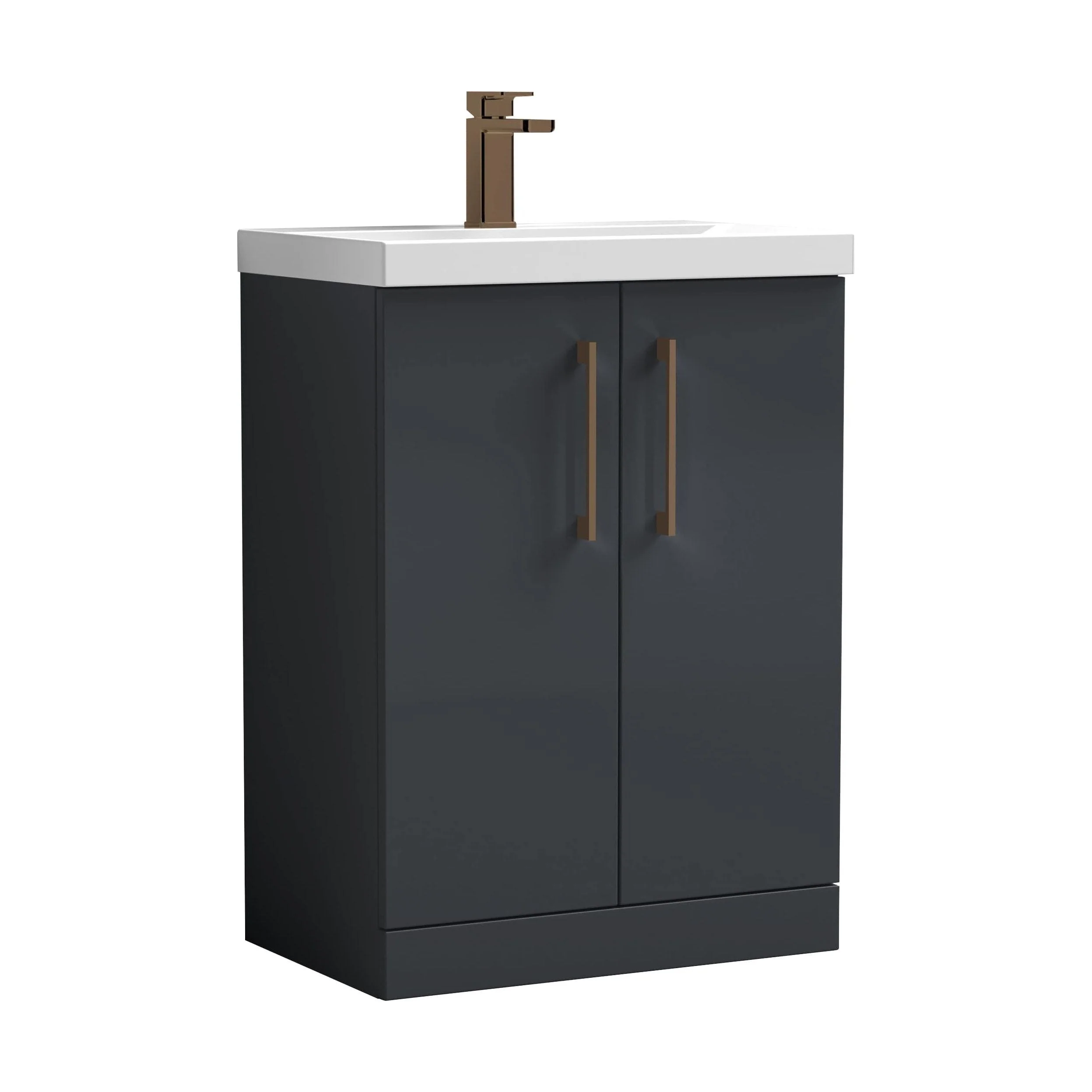 Bramshall Floor Standing 2 Door Vanity Basin Unit with Mid-Edge Basin, 800mm, Choice of Colour and Handle Finish - Image 24