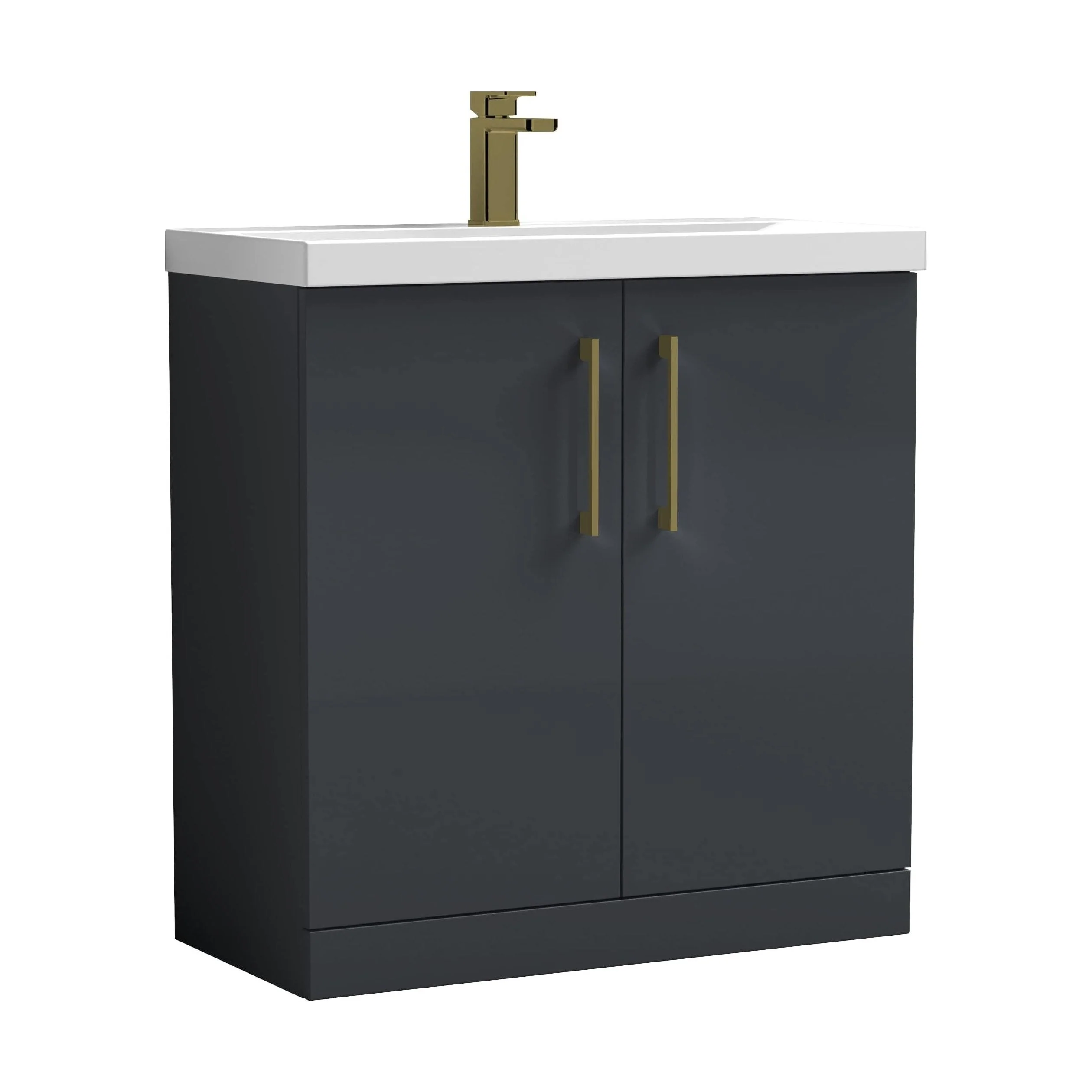 Bramshall Floor Standing 2 Door Vanity Basin Unit with Mid-Edge Basin, 800mm, Choice of Colour and Handle Finish - Image 26