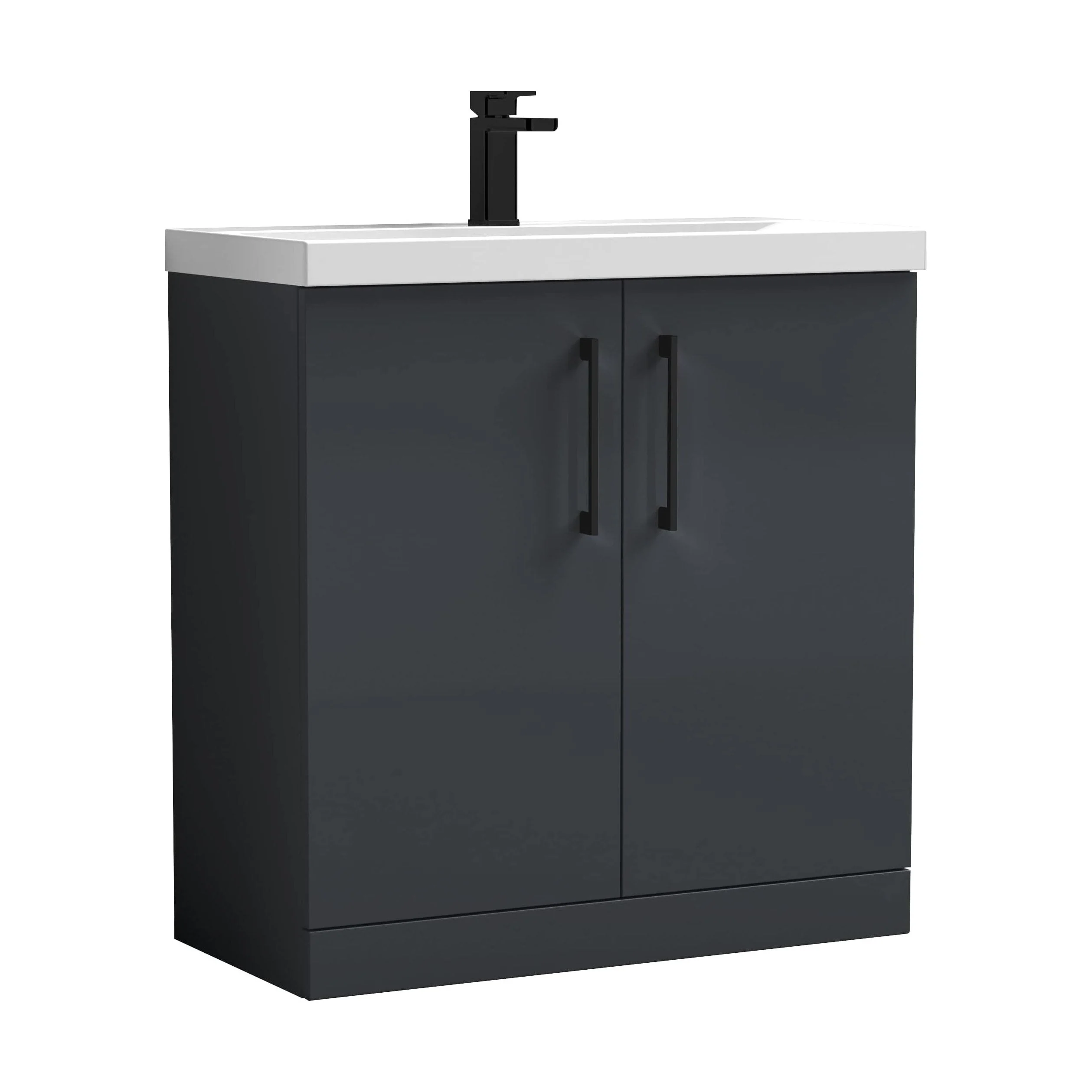 Bramshall Floor Standing 2 Door Vanity Basin Unit with Mid-Edge Basin, 800mm, Choice of Colour and Handle Finish - Image 27