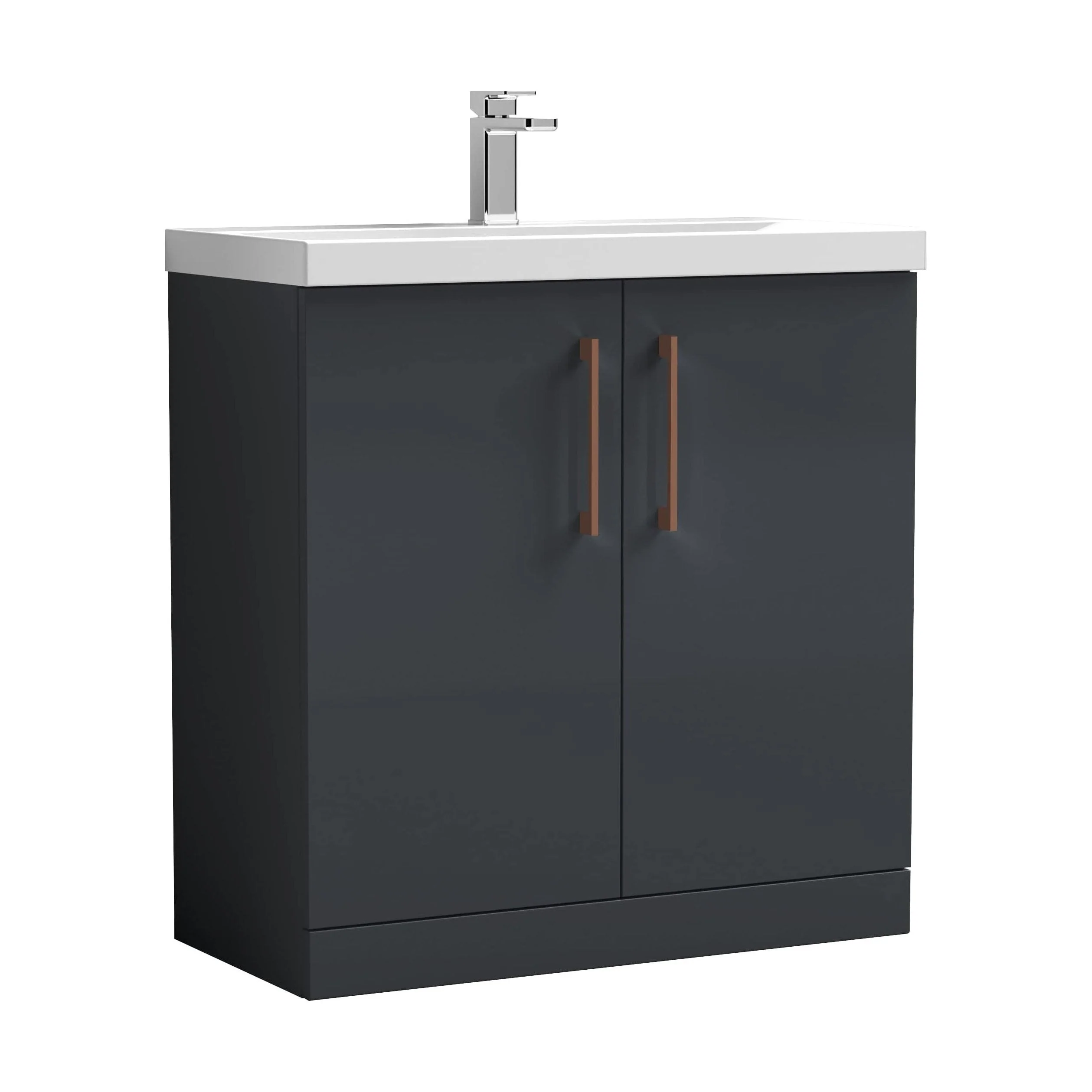 Bramshall Floor Standing 2 Door Vanity Basin Unit with Mid-Edge Basin, 800mm, Choice of Colour and Handle Finish - Image 28