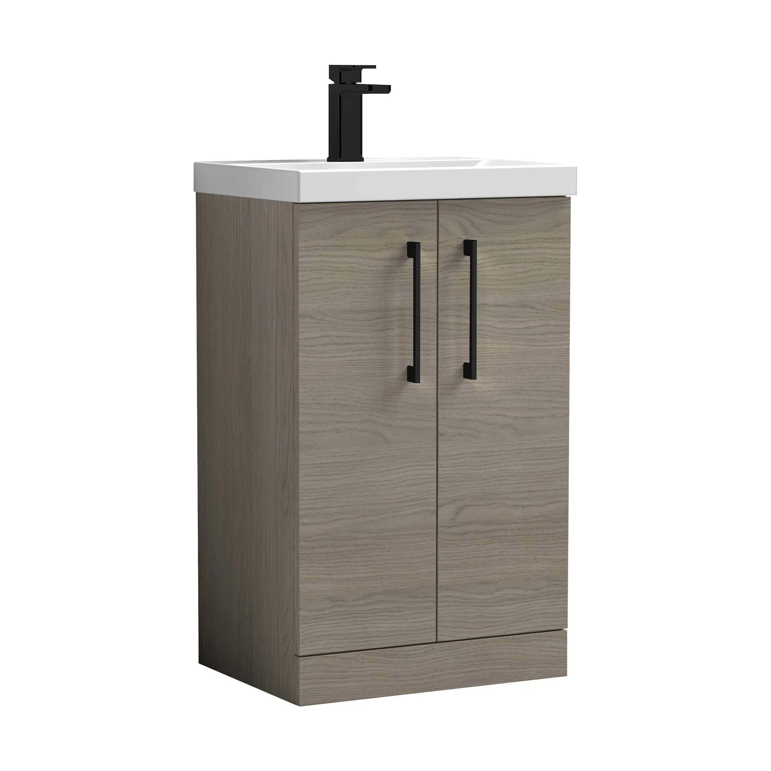 Bramshall Floor Standing 2 Door Vanity Basin Unit with Mid-Edge Basin, 800mm, Choice of Colour and Handle Finish - Image 46