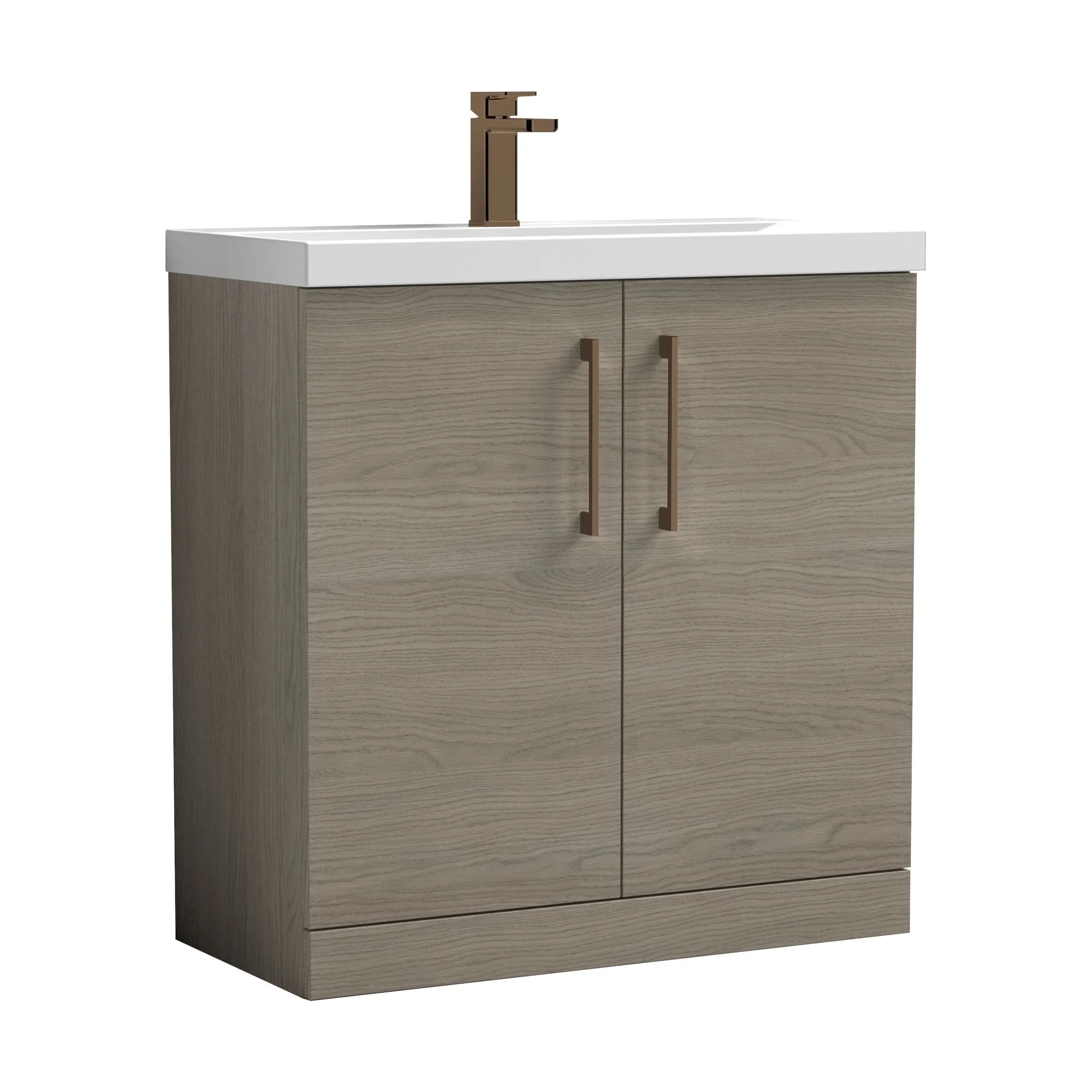 Bramshall Floor Standing 2 Door Vanity Basin Unit with Mid-Edge Basin, 800mm, Choice of Colour and Handle Finish - Image 58