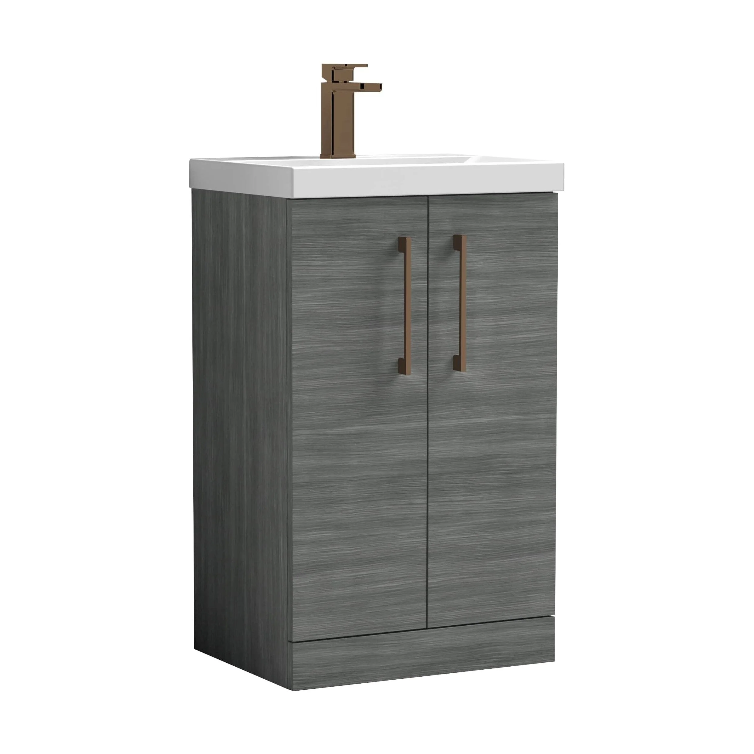 Bramshall Floor Standing 2 Door Vanity Basin Unit with Mid-Edge Basin, 800mm, Choice of Colour and Handle Finish - Image 93