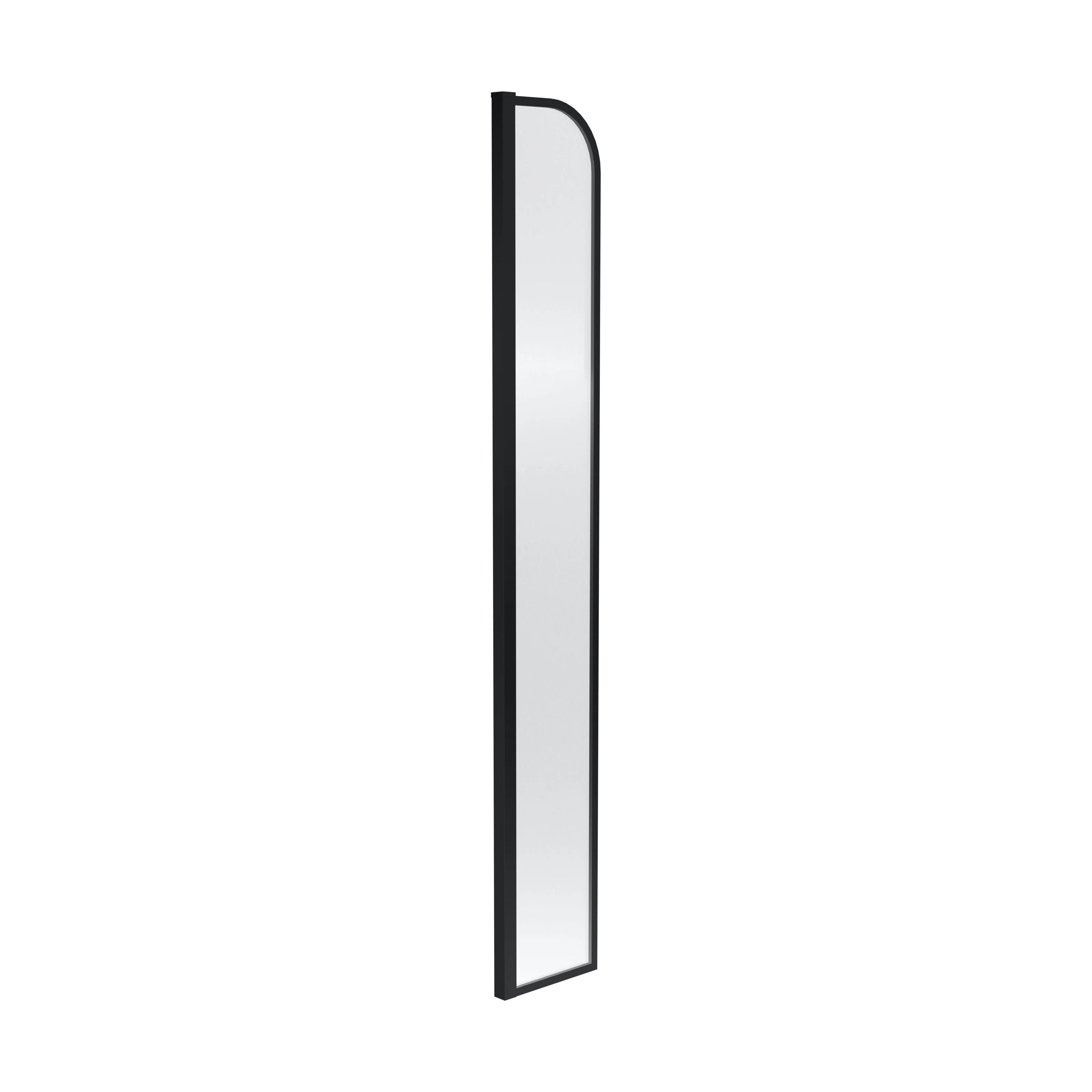 Balterley Contemporary Bathroom 8mm Glass Arched Wetroom Return Screen, Matt Black, 1559 x 230 x 30mm