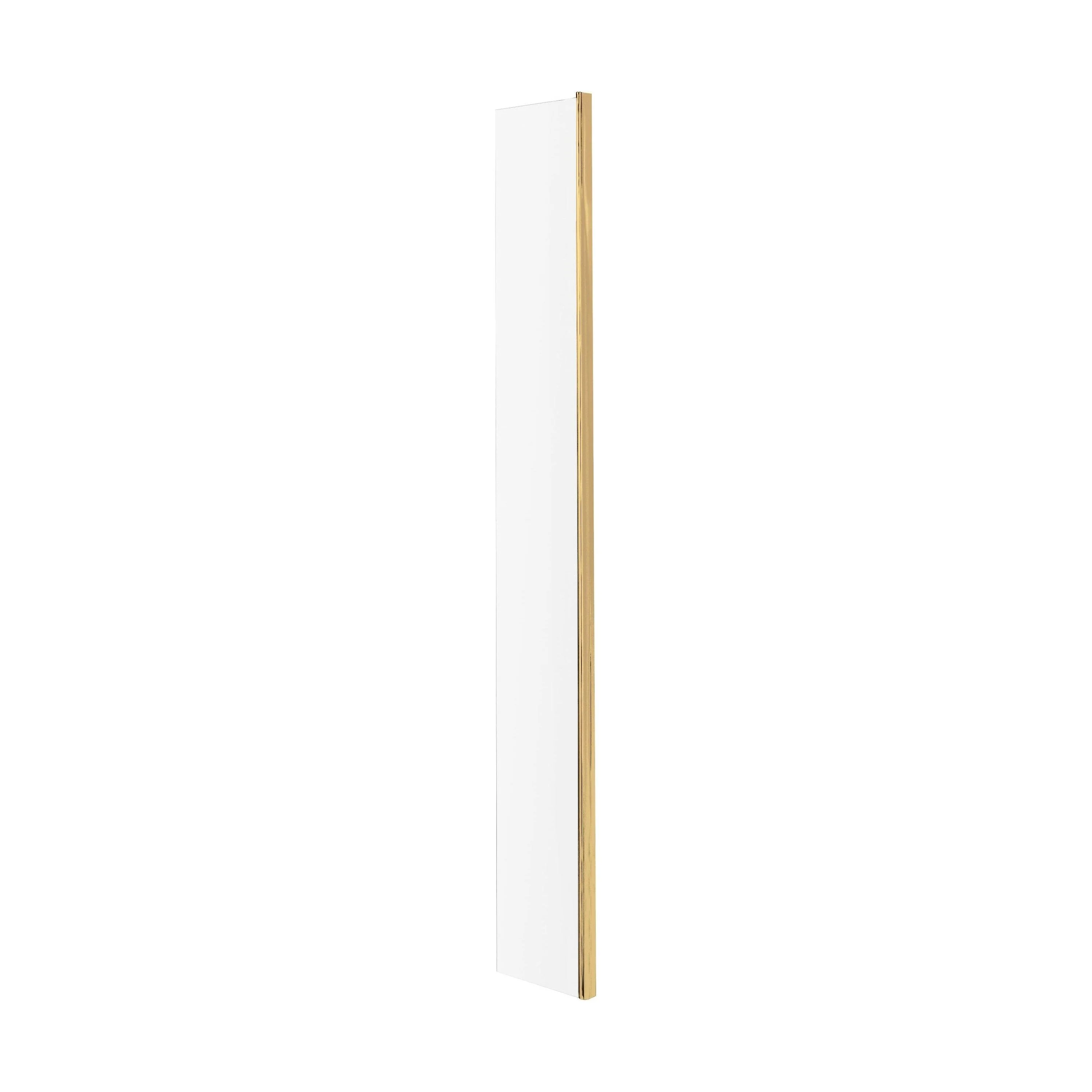 Balterley Contemporary Bathroom 8mm Glass Wetroom Return Screen with Brass Profile, Brushed Brass, 1950 x 28 x 215mm