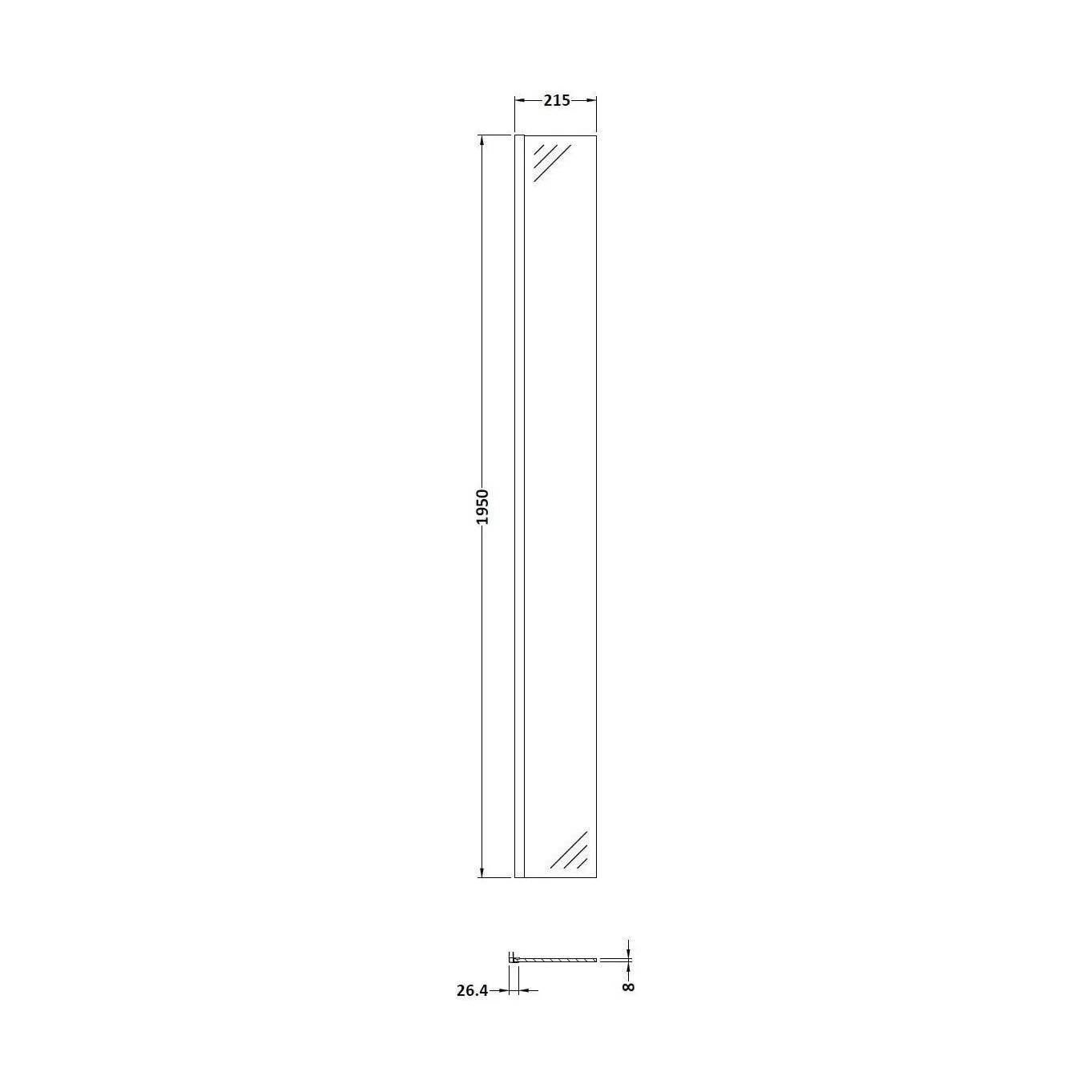 Balterley Contemporary Bathroom 8mm Glass Wetroom Return Screen with Brass Profile, Brushed Brass, 1950 x 28 x 215mm - Image 2