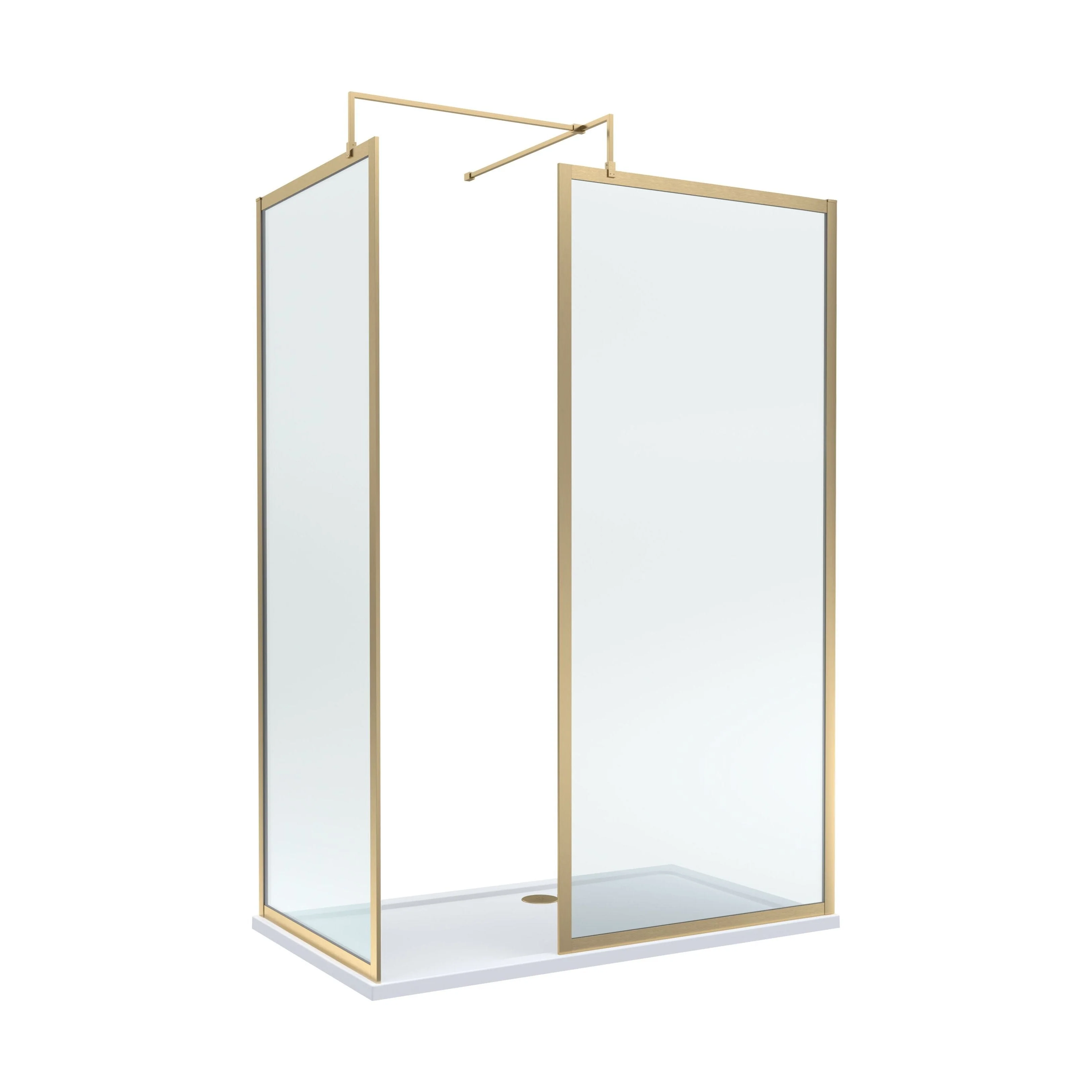 Balterley Framed Walk-In Wetroom Bundle with Tray and Waste, 1400x700mm, Brushed Brass