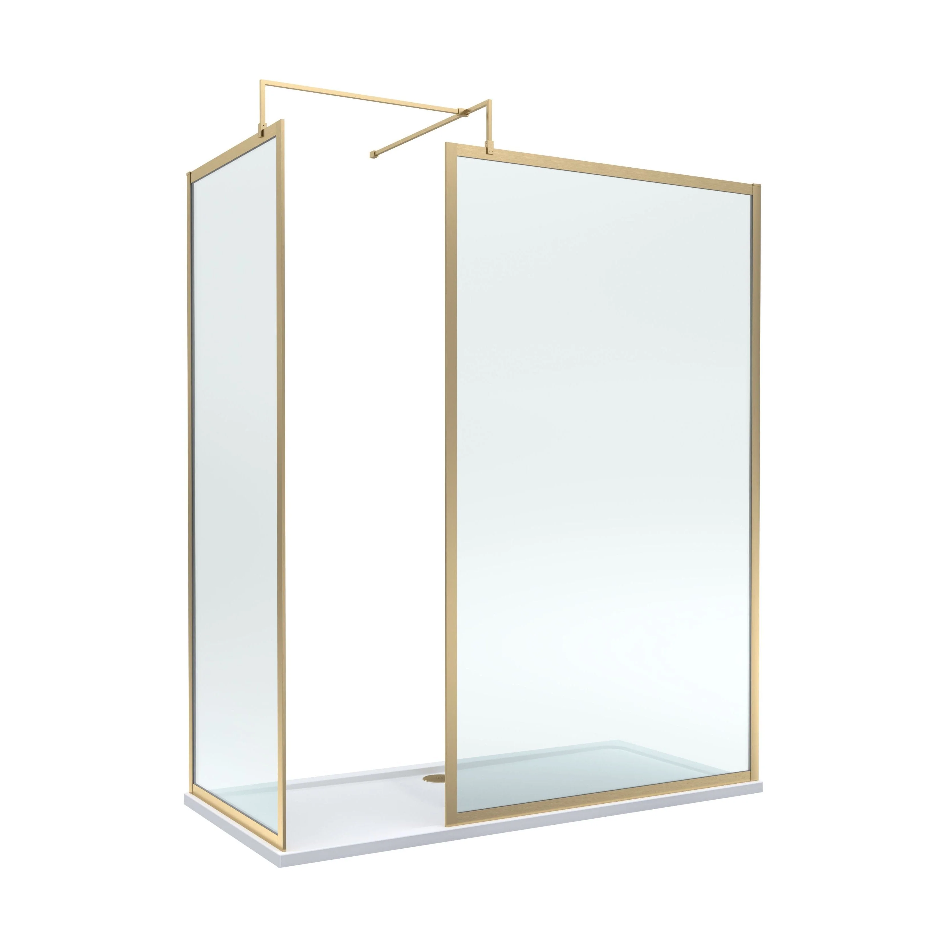 Balterley Framed Walk-In Wetroom Bundle with Tray and Waste, 1700x800mm, Brushed Brass