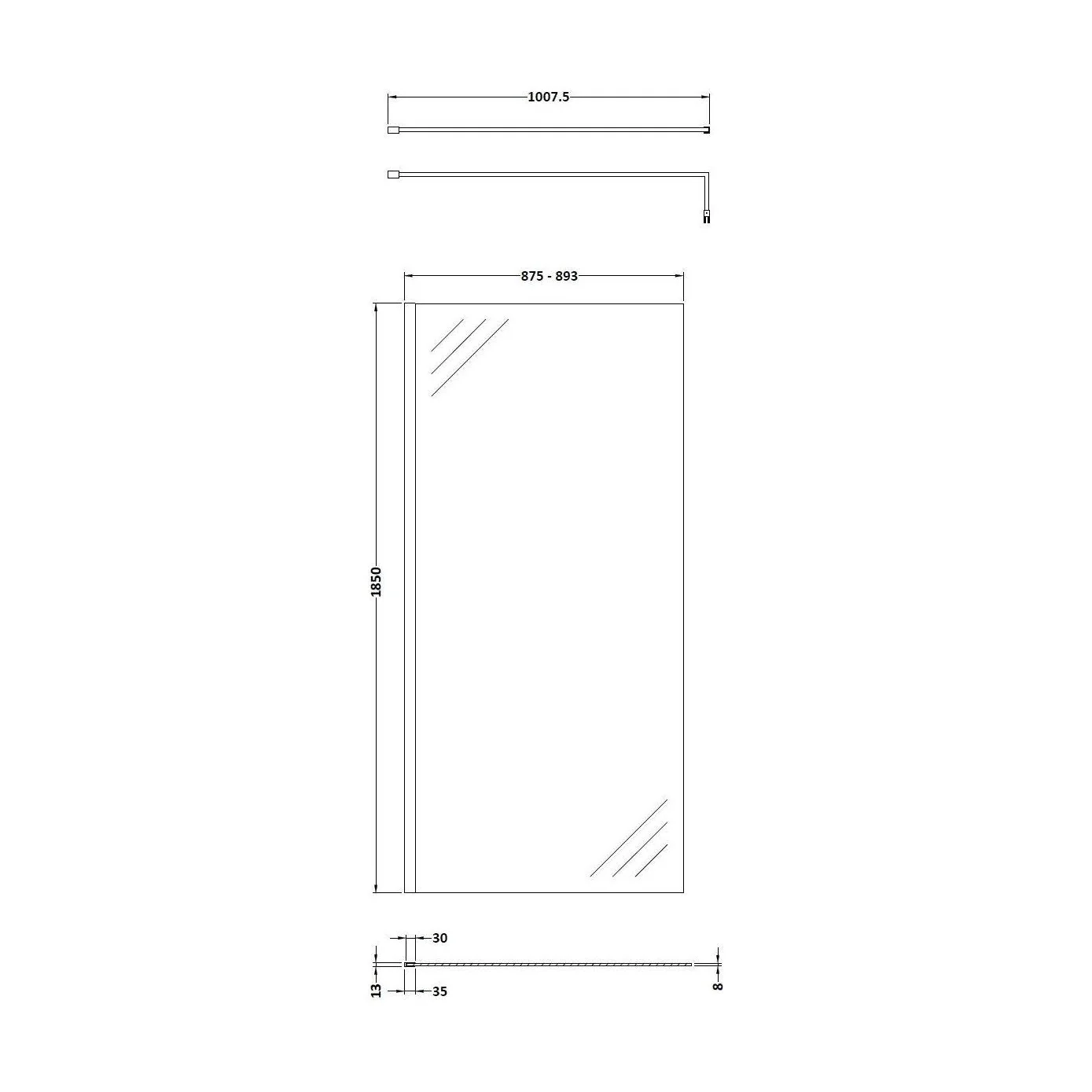 Balterley Framed Wetroom Screen, 900mm, Brushed Bronze - Image 2