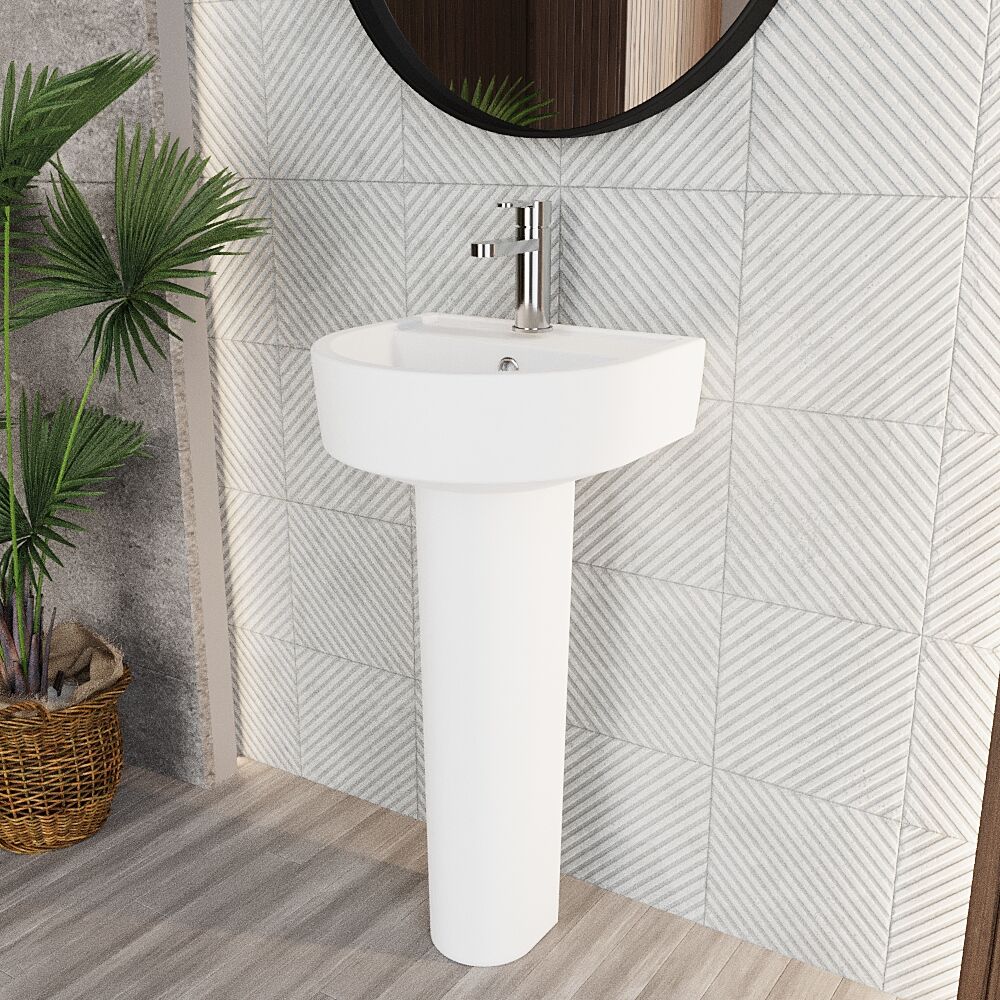 Balterley Hopwas Ceramic D Shape Basin & Full Pedestal - 420 or 520mm Basin - Image 6