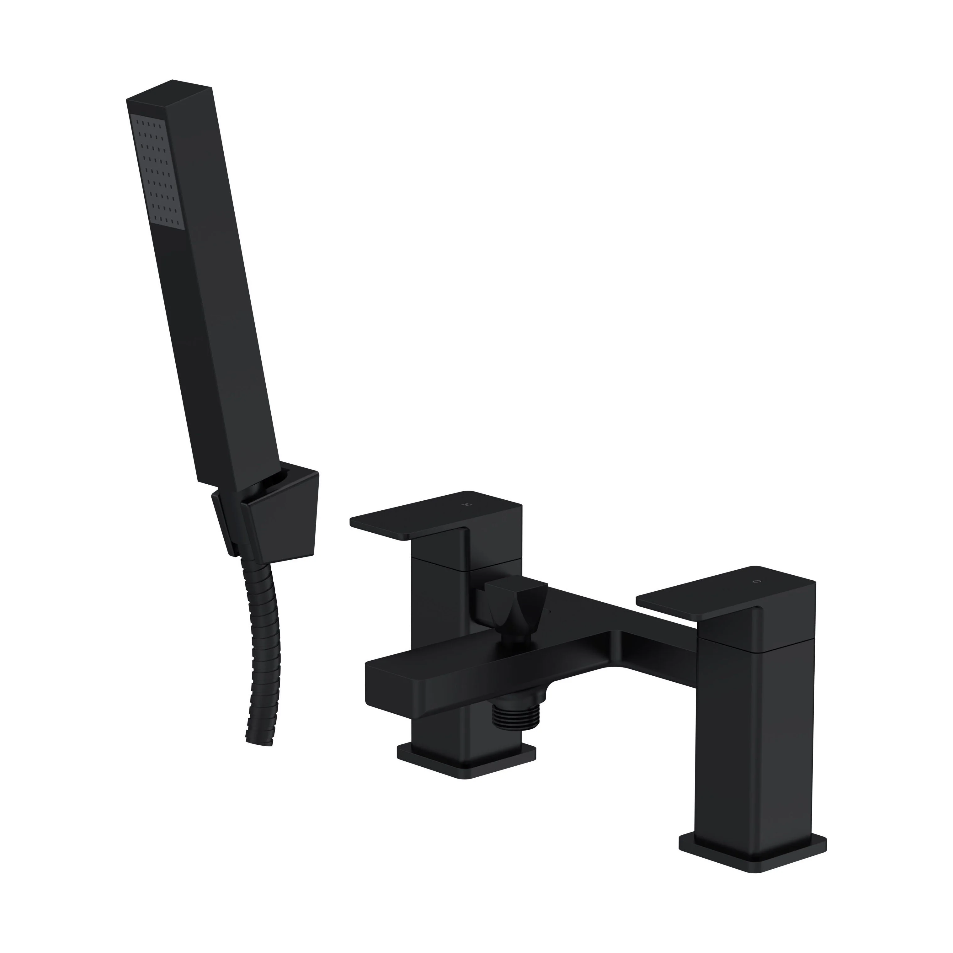Milldale Square Deck Mounted Dual Lever Bath Shower Mixer Tap with Kit - Choice of Finish - Image 8