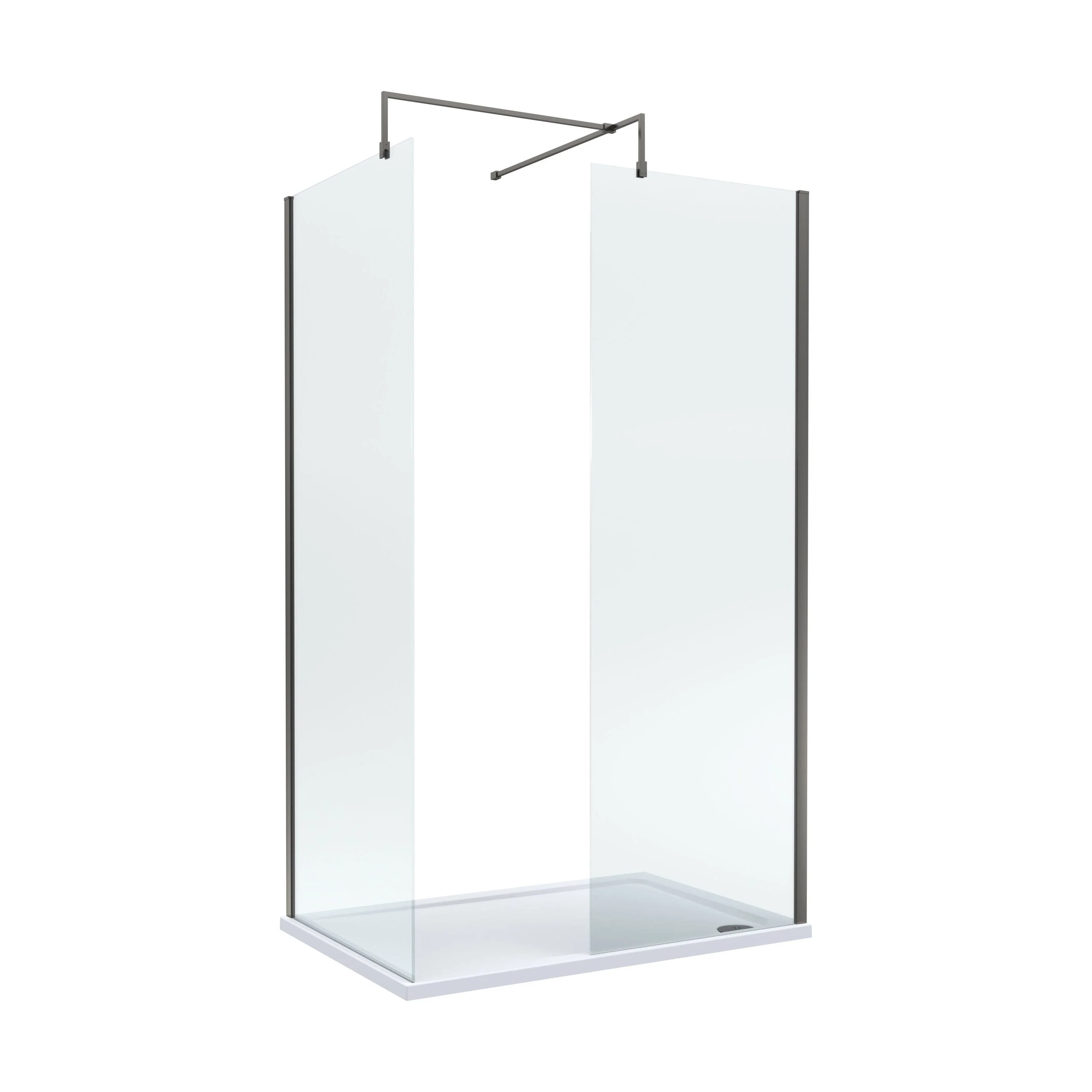 Balterley Walk-In Wetroom Bundle with Tray and Waste, 1200x800mm, Gunmetal