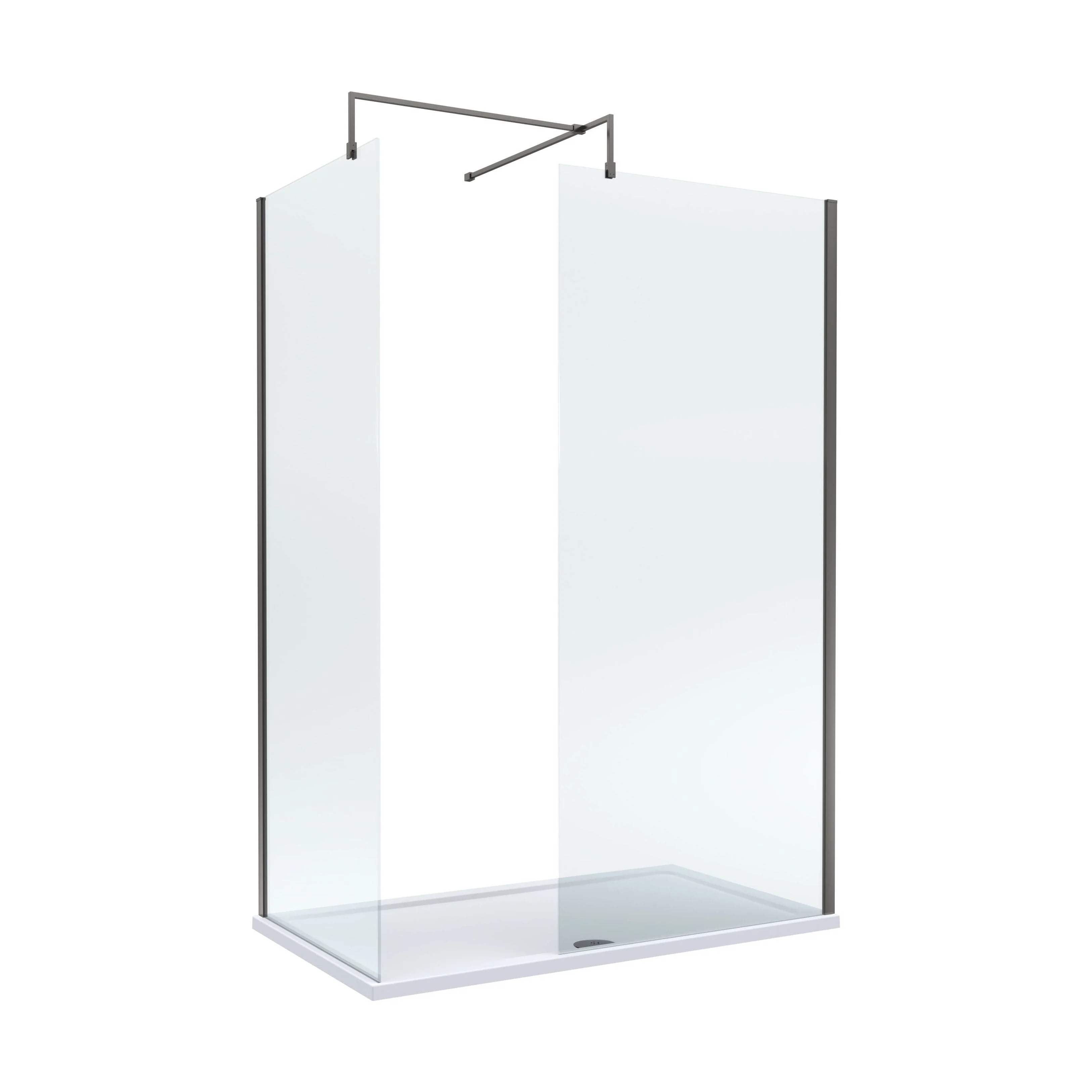 Balterley Walk-In Wetroom Bundle with Tray and Waste, 1400x700mm, Gunmetal