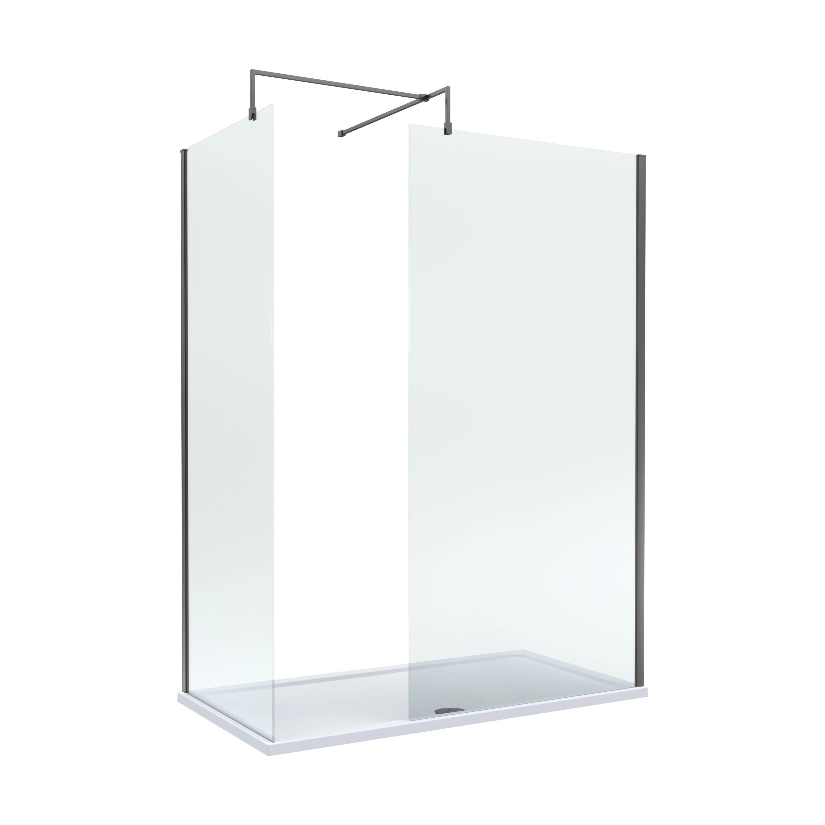 Balterley Walk-In Wetroom Bundle with Tray and Waste, 1600x800mm, Gunmetal