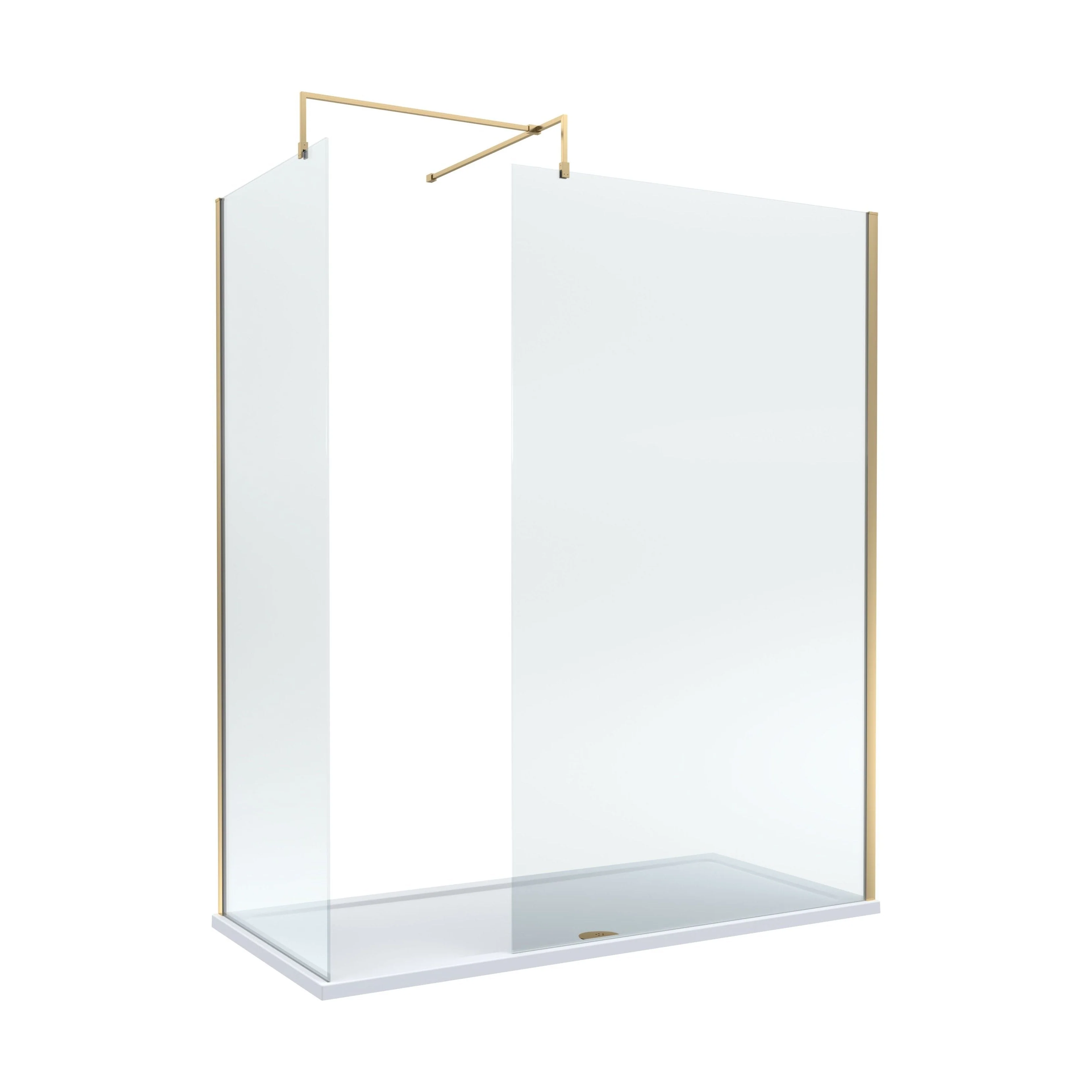 Balterley Walk-In Wetroom Bundle with Tray and Waste, 1700x800mm, Brushed Brass