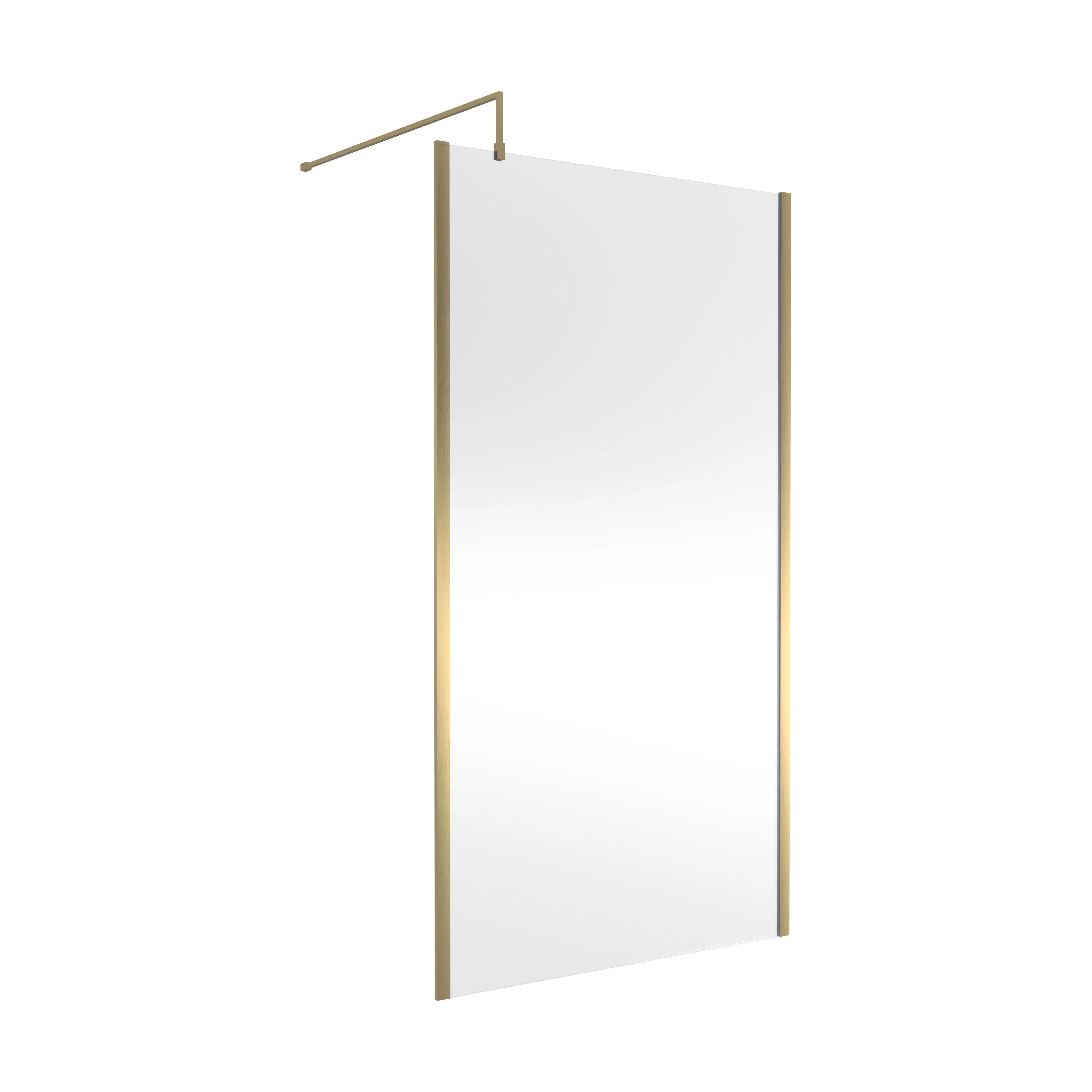 Balterley Wetroom Screen with Support Bar, 1100mm, Brushed Brass