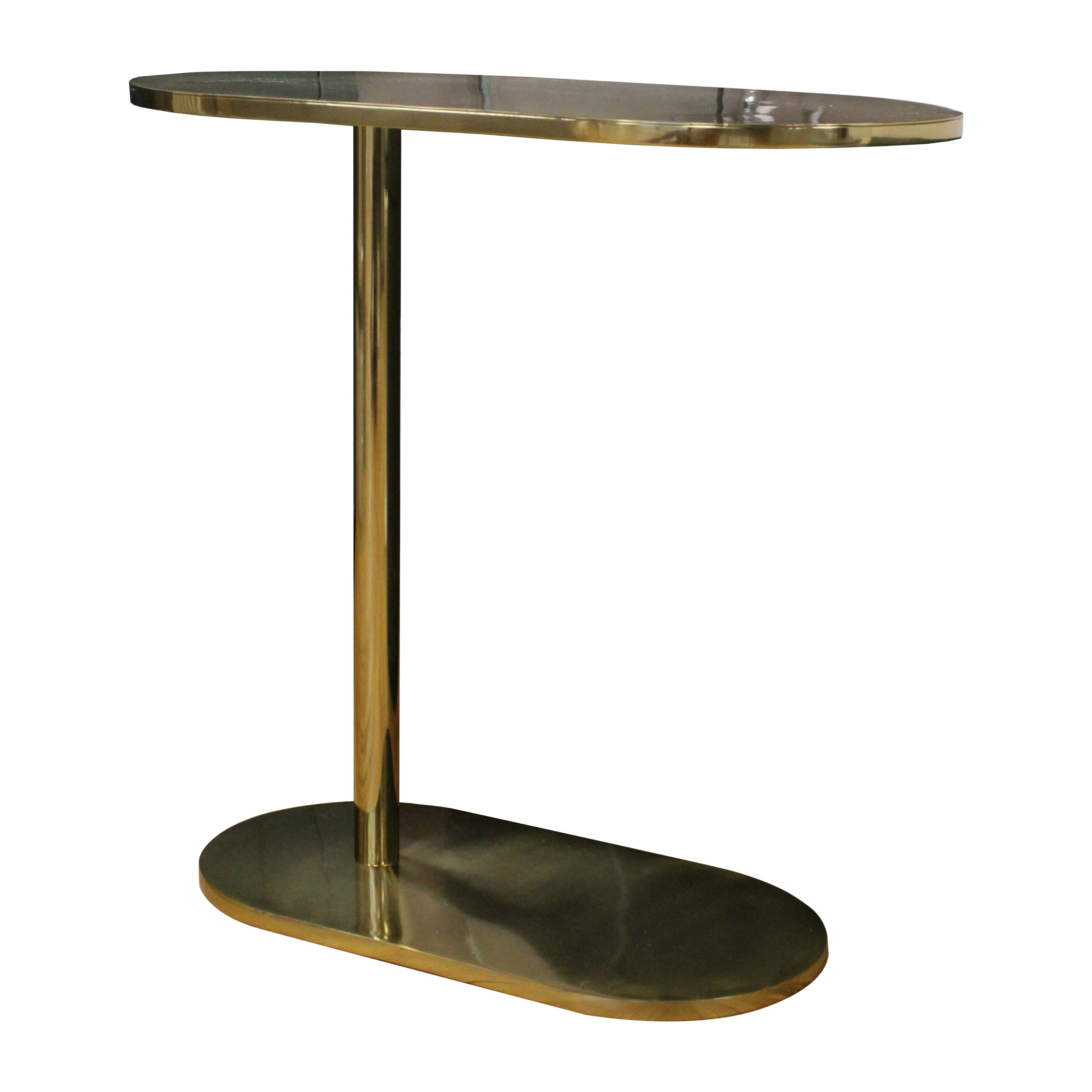 Oval Side Sofa End Table Coffee Table for Living Room, 560mm x 300mm, Brass