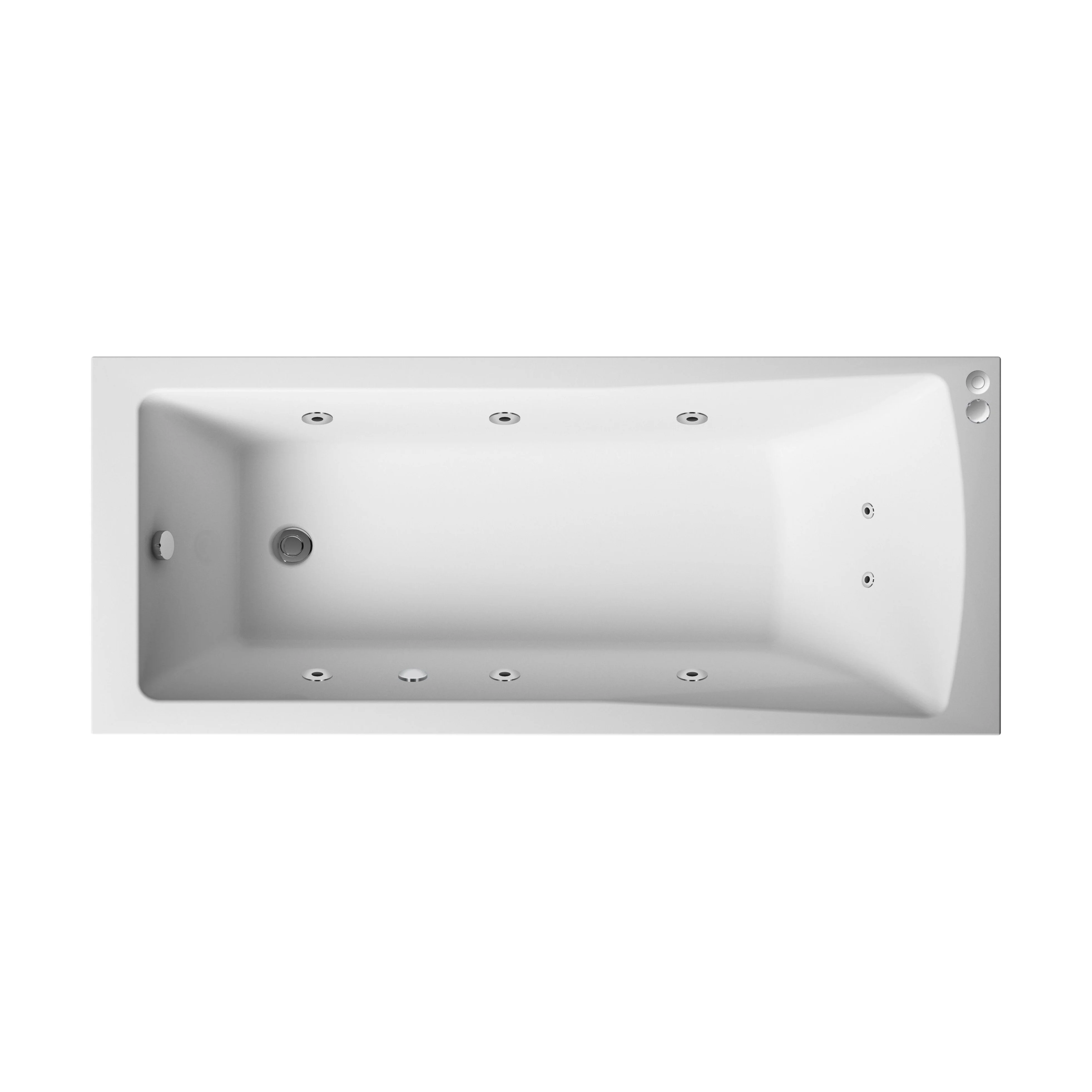Balterley Modern Square Single Ended Straight Whirlpool Bath with 8 Chrome Jets and Leg Set, 1700 x 750mm