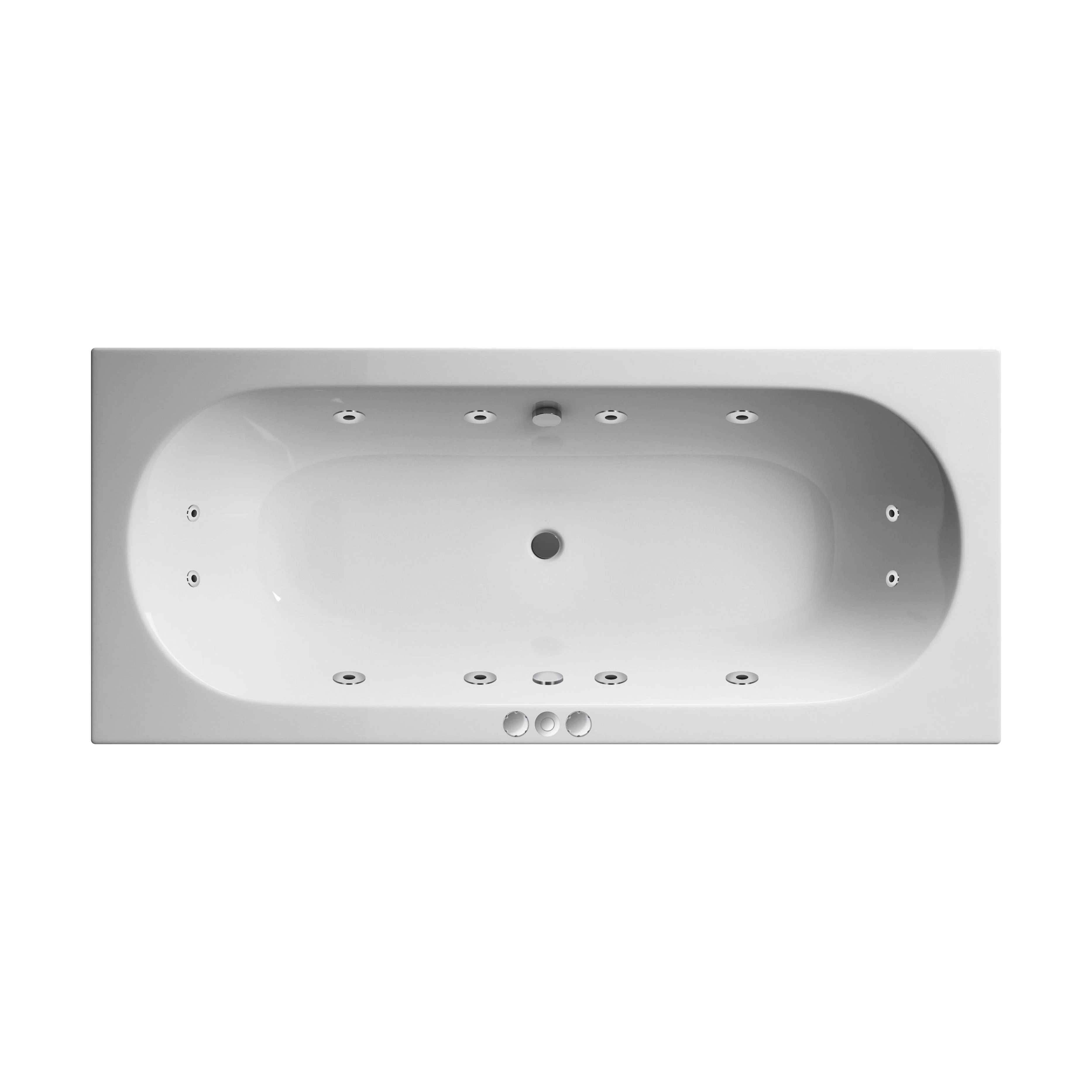 Balterley Modern Round Double Ended Whirlpool Bath with 12 Chrome Jets and Leg Set, 1700 x 750mm