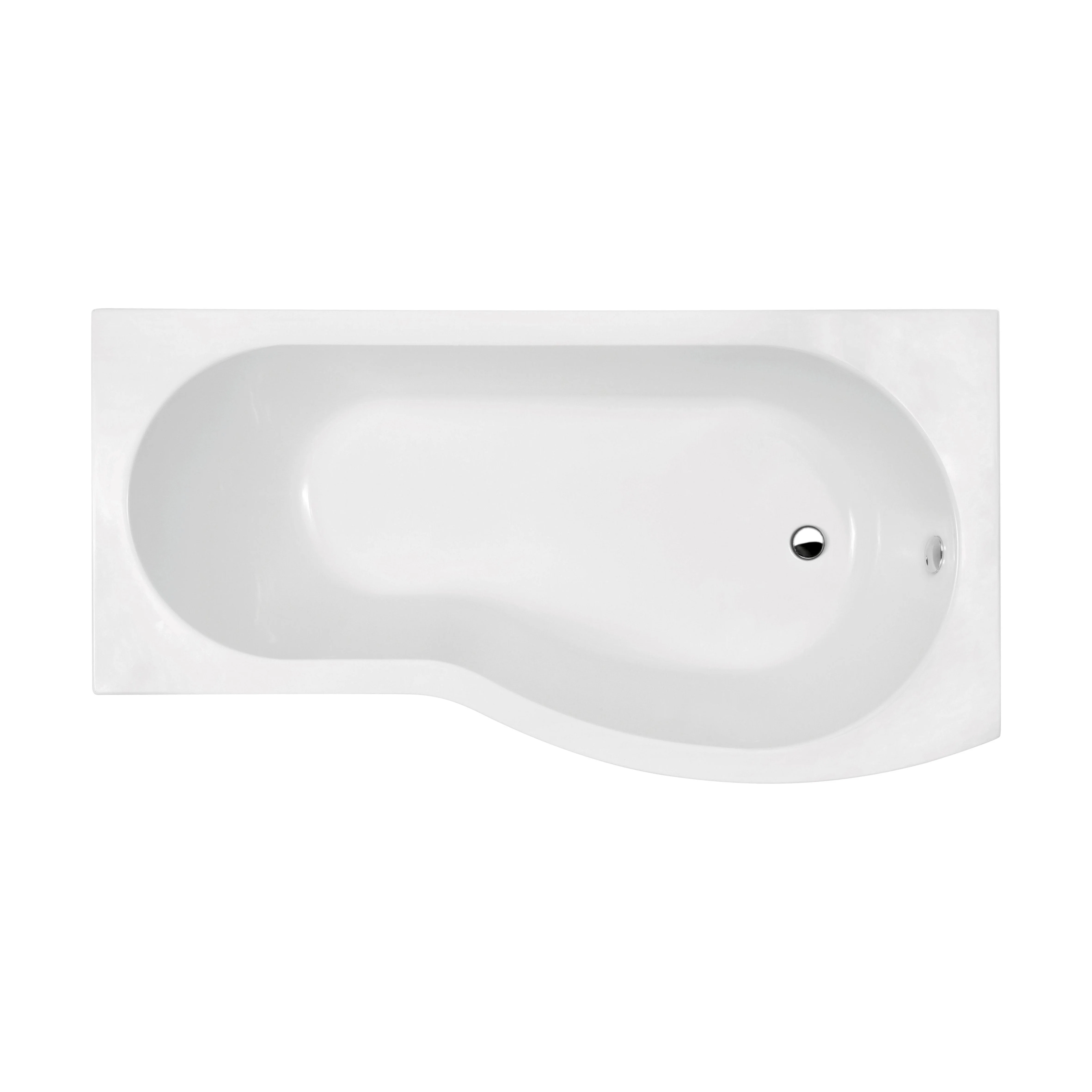 Balterley Modern B Shape Right Hand Shower Bath Tub with Leg Set, 1500mm - White - Image 2