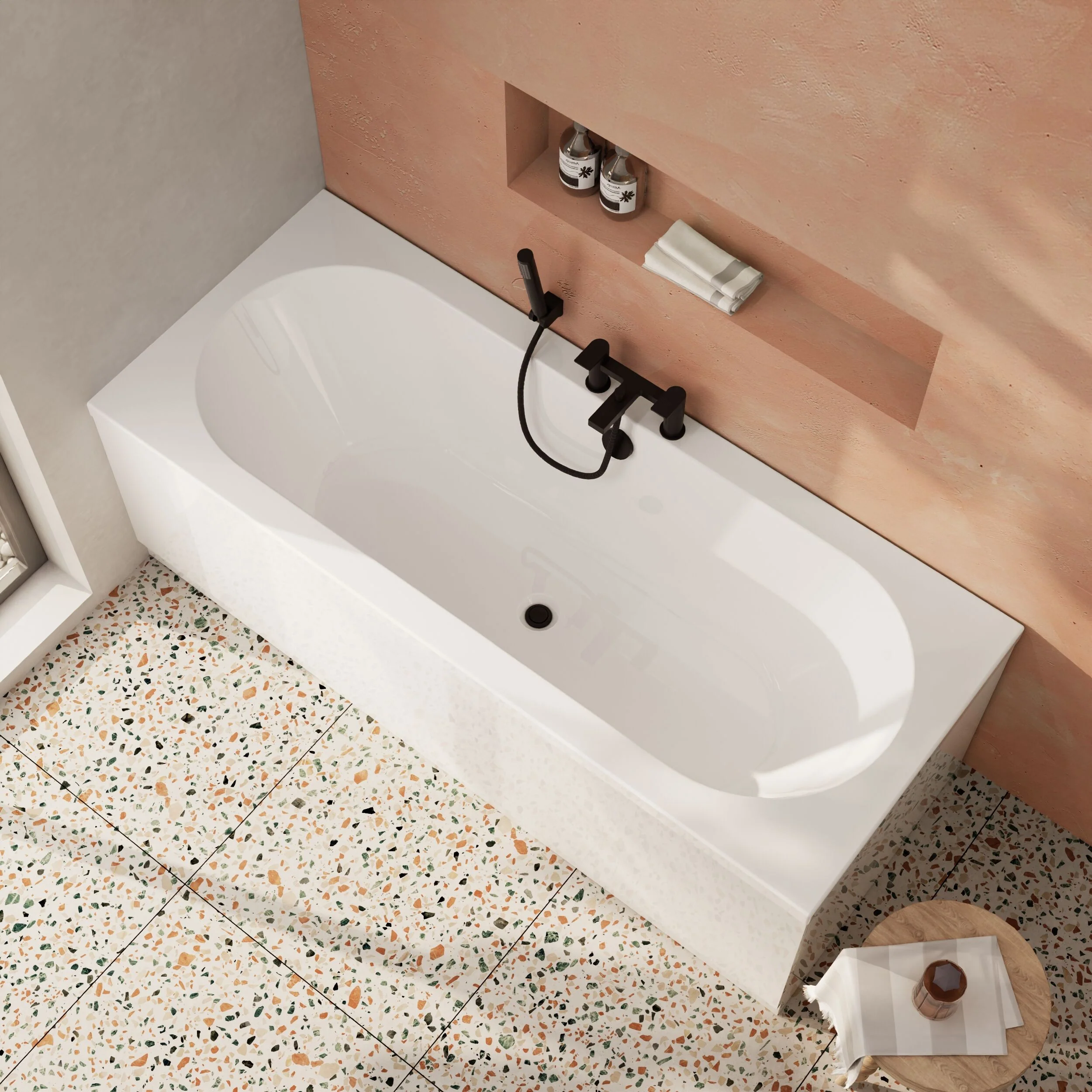 Balterley Modern Double Ended Straight Shower Bath with Leg Set, 1700mm x 700mm (Tap, Waste and Panel Not Included) - White - Image 5