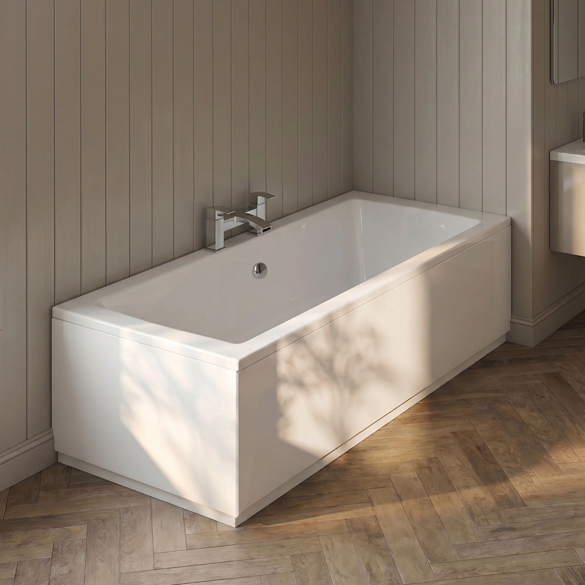 700mm Waterproof Straight Shower Bath End Panel - Gloss White