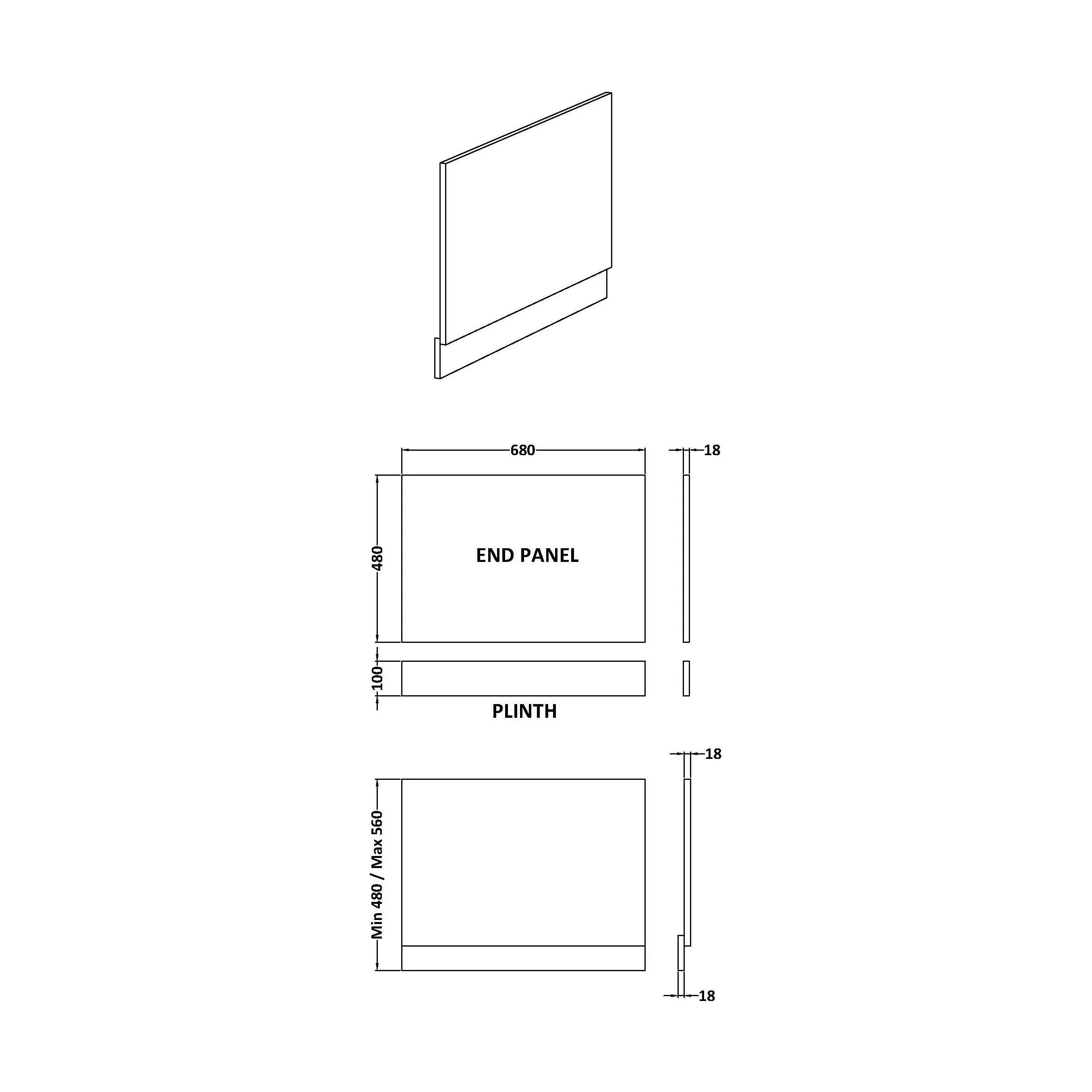 700mm Straight Reversible Bath End Panel & Plinth - Satin Blue - Image 2