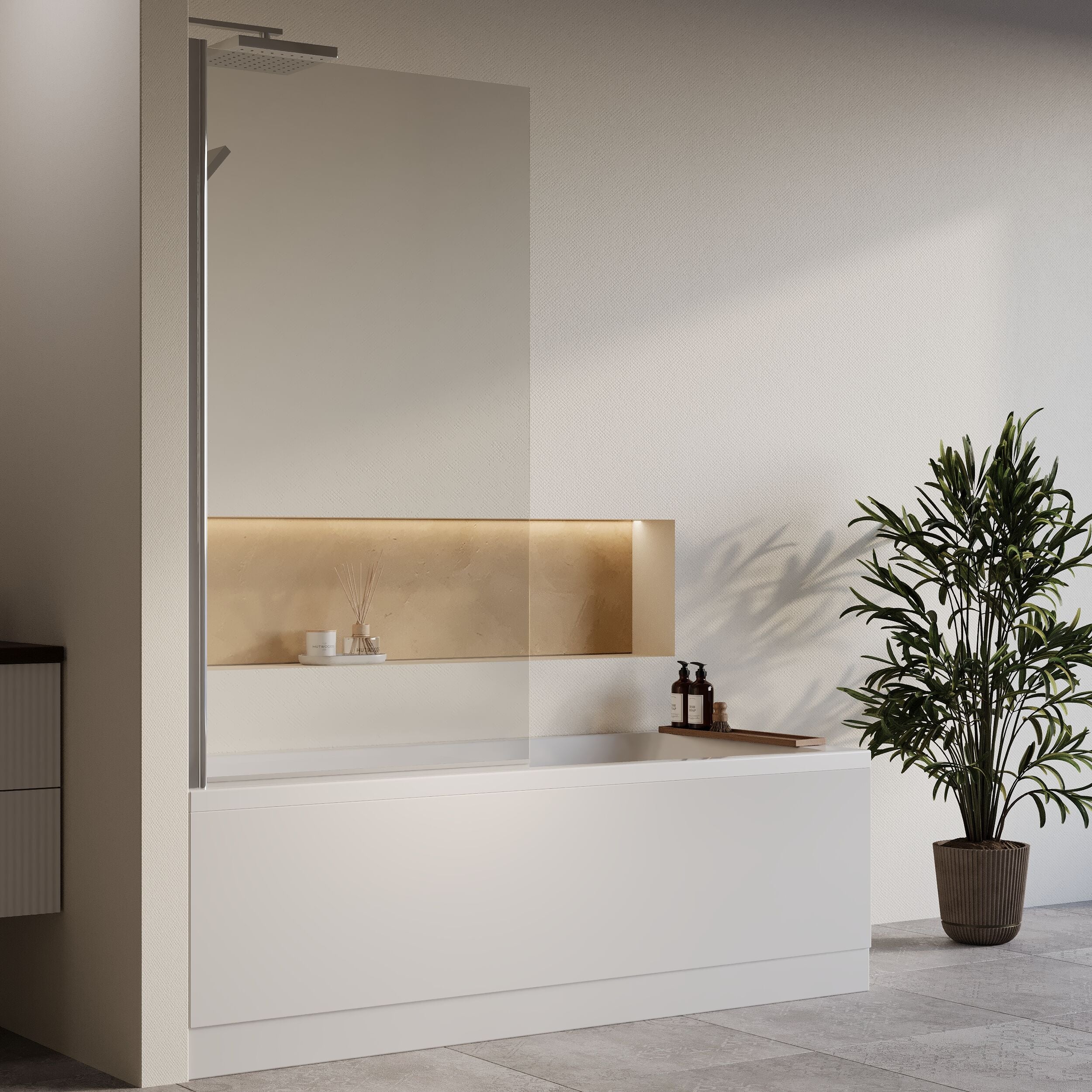 Square Single Ended 1700x750 Bath with Front Panel, Chrome Square Bath Screen & Leg Set - Image 4