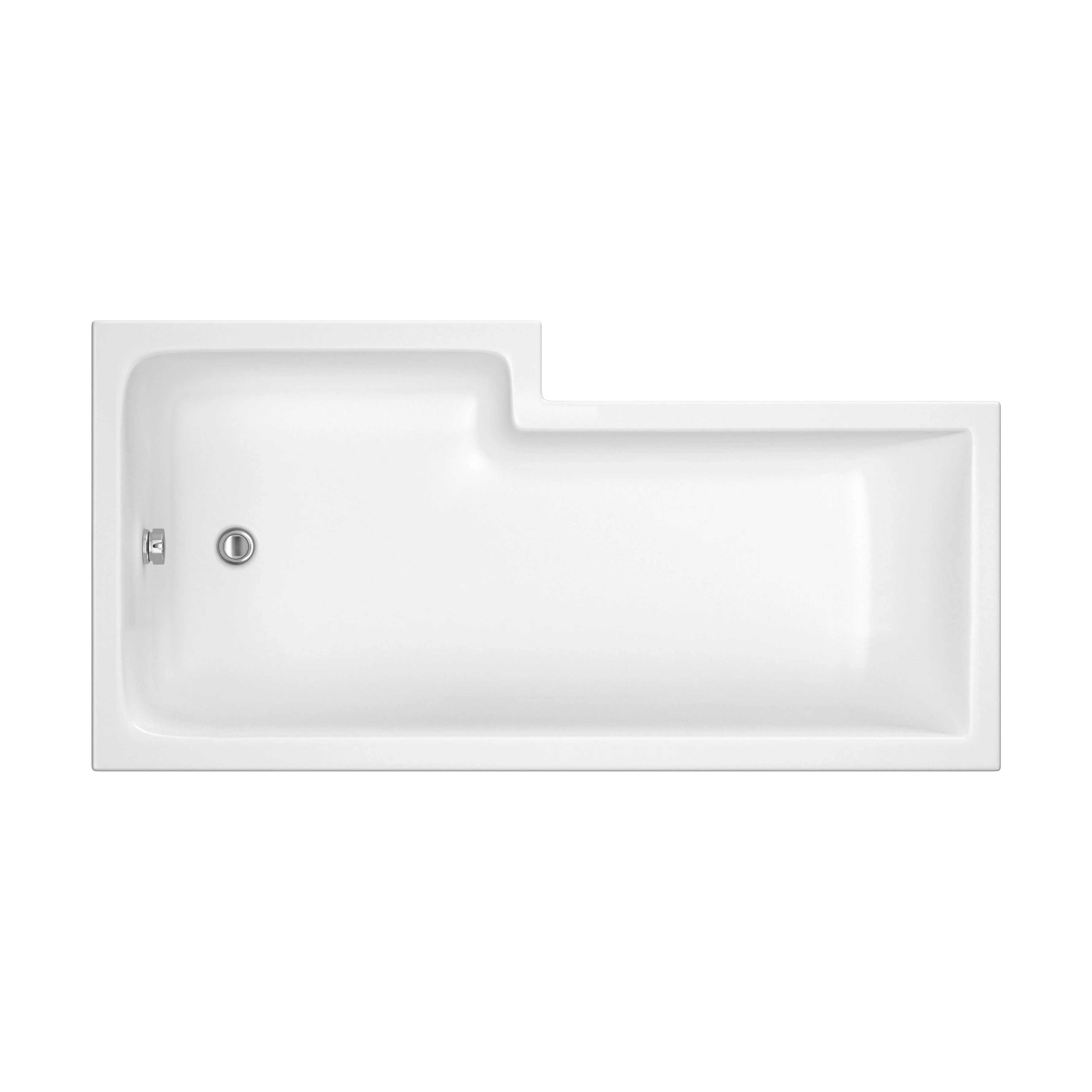 L Shape 1700x850 Shower Bath Set - Front Panel & Black Fixed Return Screen, Right Hand - Image 5