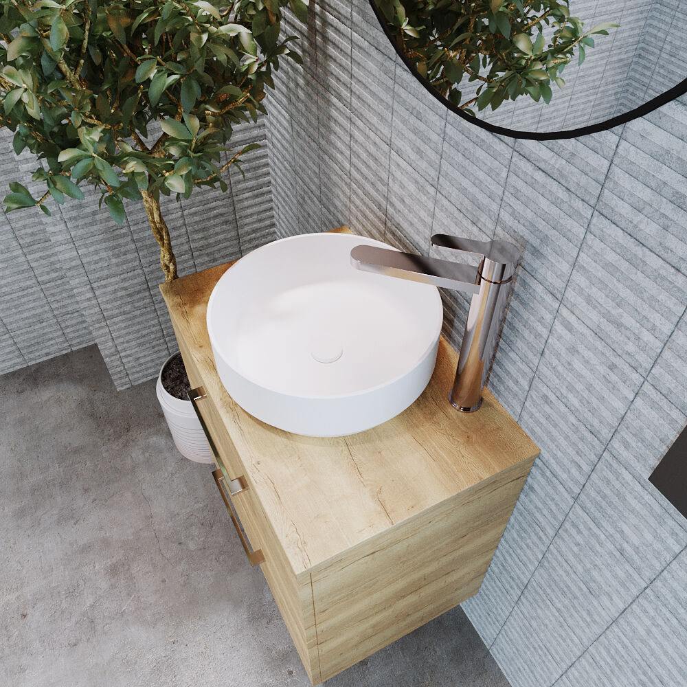 Balterley Nova Contemporary Round Bathroom Countertop Basin, Stylish Rounded Design, Matt White, 350 mm - Image 3