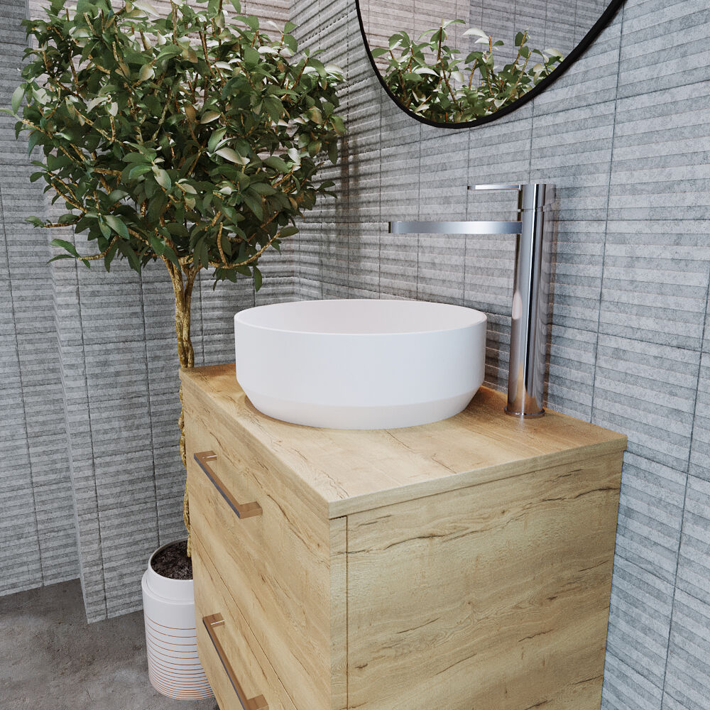Balterley Nova Contemporary Round Bathroom Countertop Basin, Stylish Rounded Design, Matt White, 350 mm - Image 4