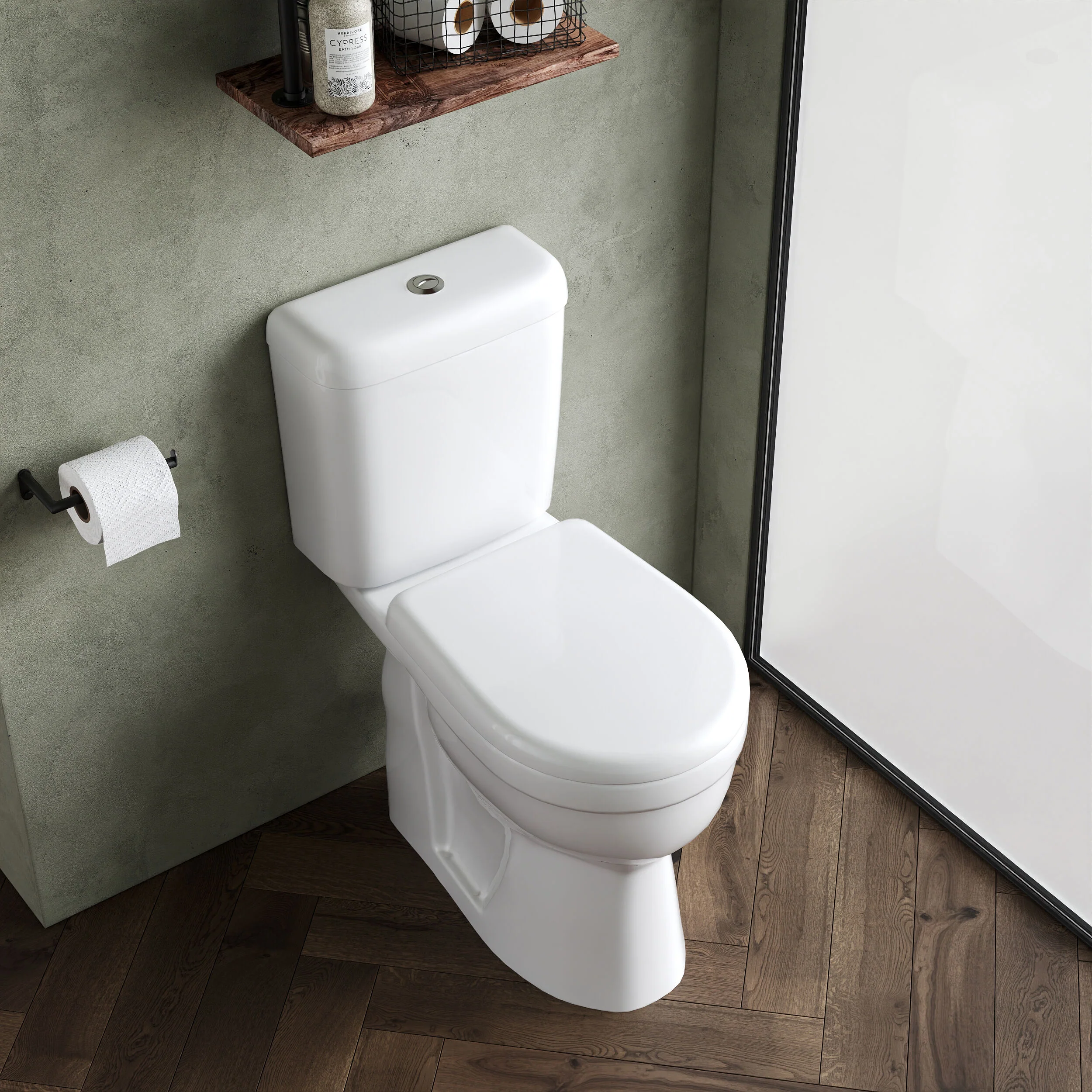 Dual Flush Comfort Height Toilet Pan, Cistern & Soft Close Seat - White - Image 3