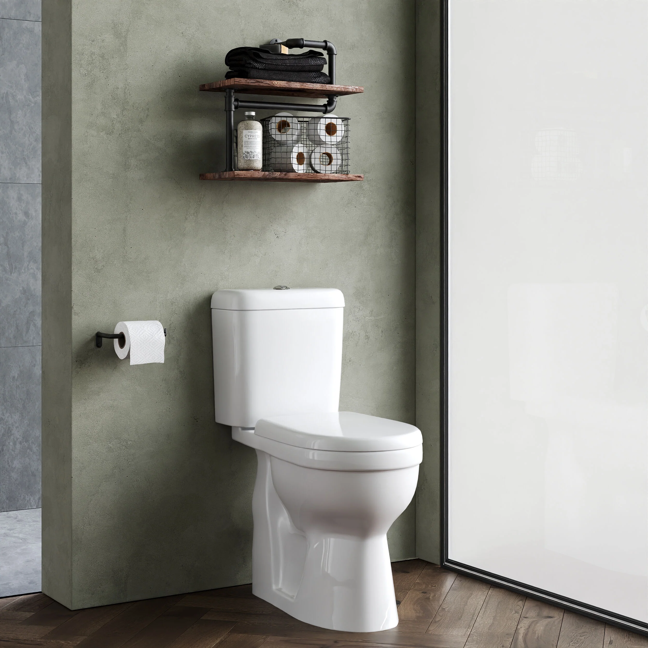 Dual Flush Comfort Height Toilet Pan, Cistern & Soft Close Seat - White - Image 4