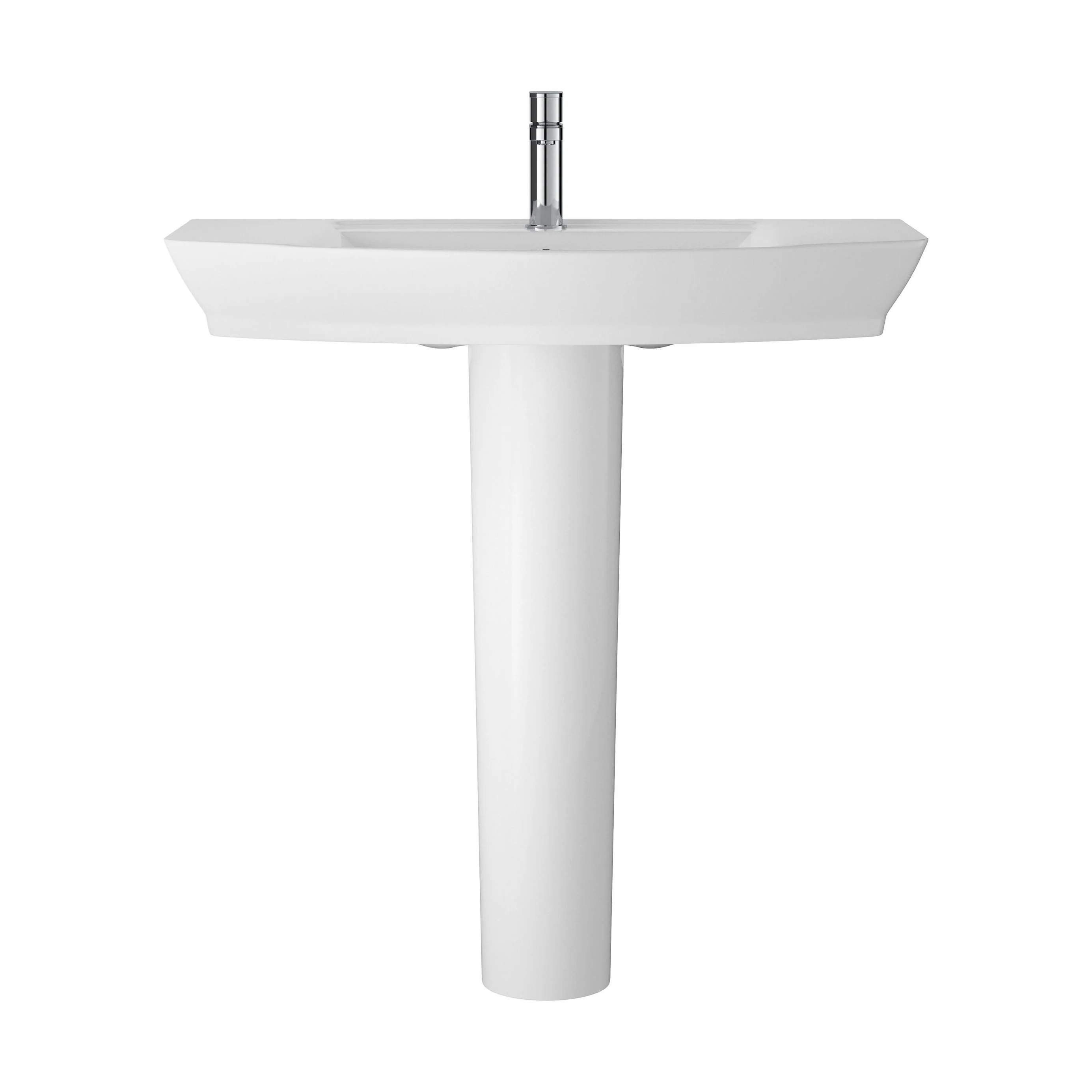 Spirit Ceramic Square Basin with Full Pedestal, 850mm - Contemporary Bathroom Sink Design (Tap Not Included) by Balterley