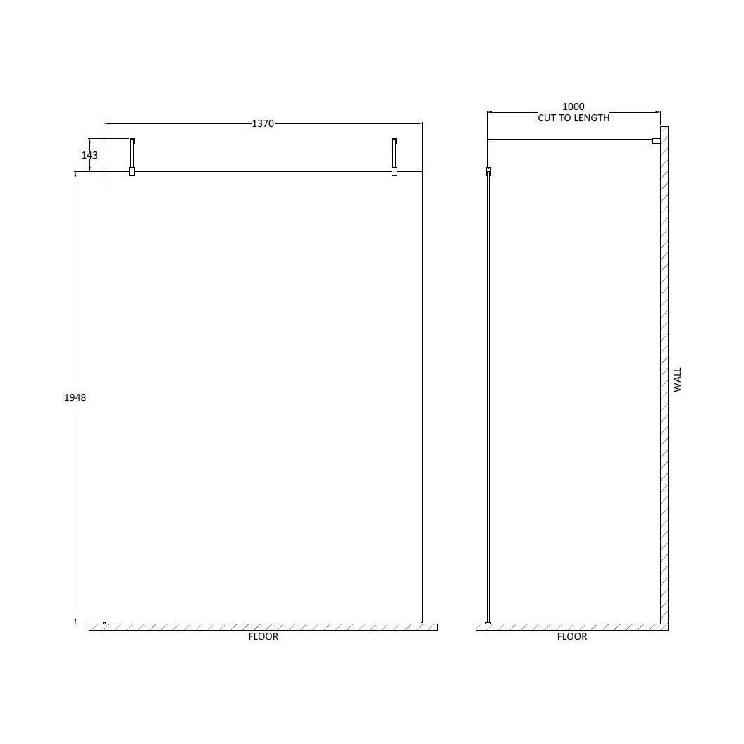 Balterley Contemporary Bathroom 8mm Glass Wetroom Screen with Arms & Feet, Chrome Finish, 1950 x 698 x 14mm - Image 83
