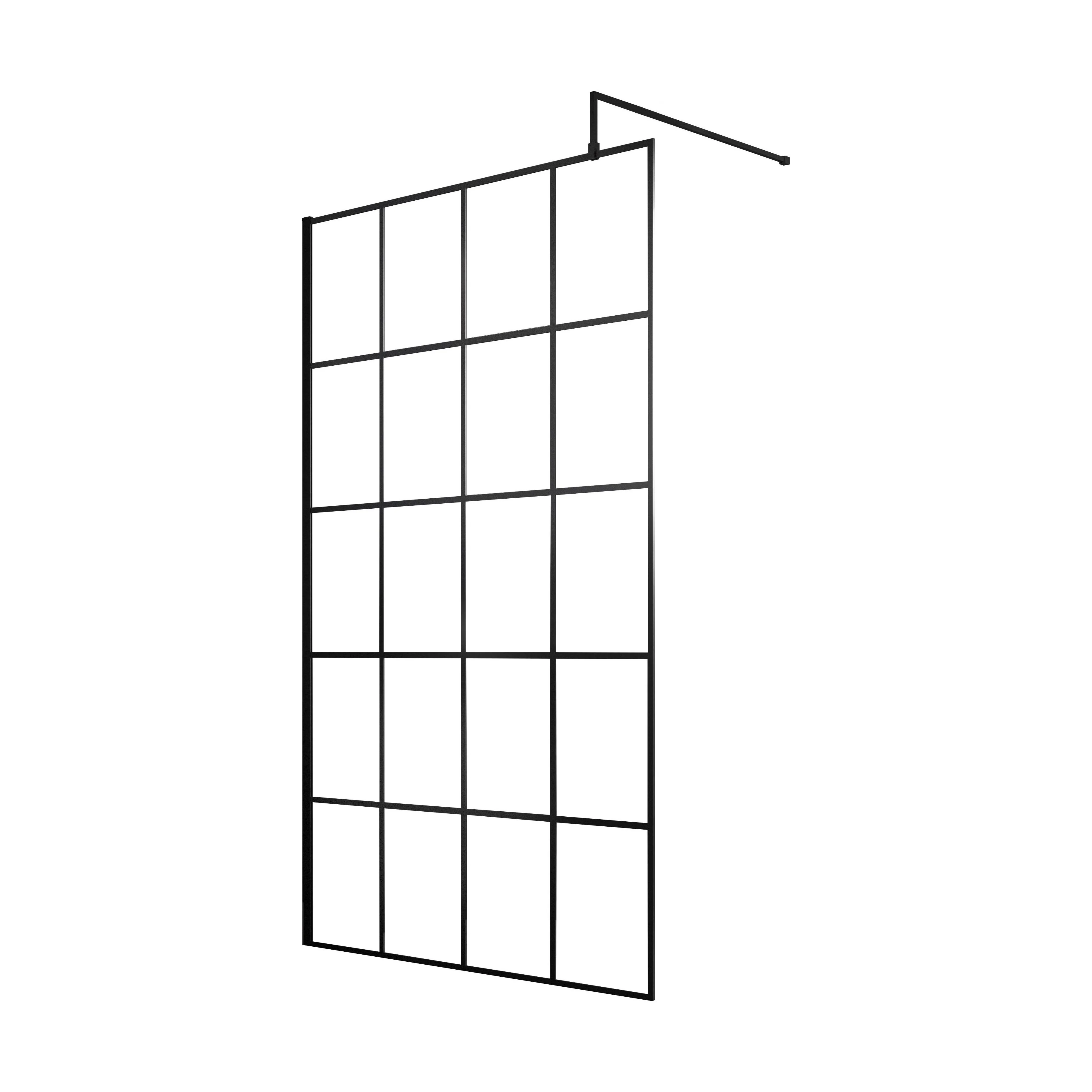 Balterley 8mm Toughened Safety Glass Black Framed Wetroom Screen - 760mm - Image 2