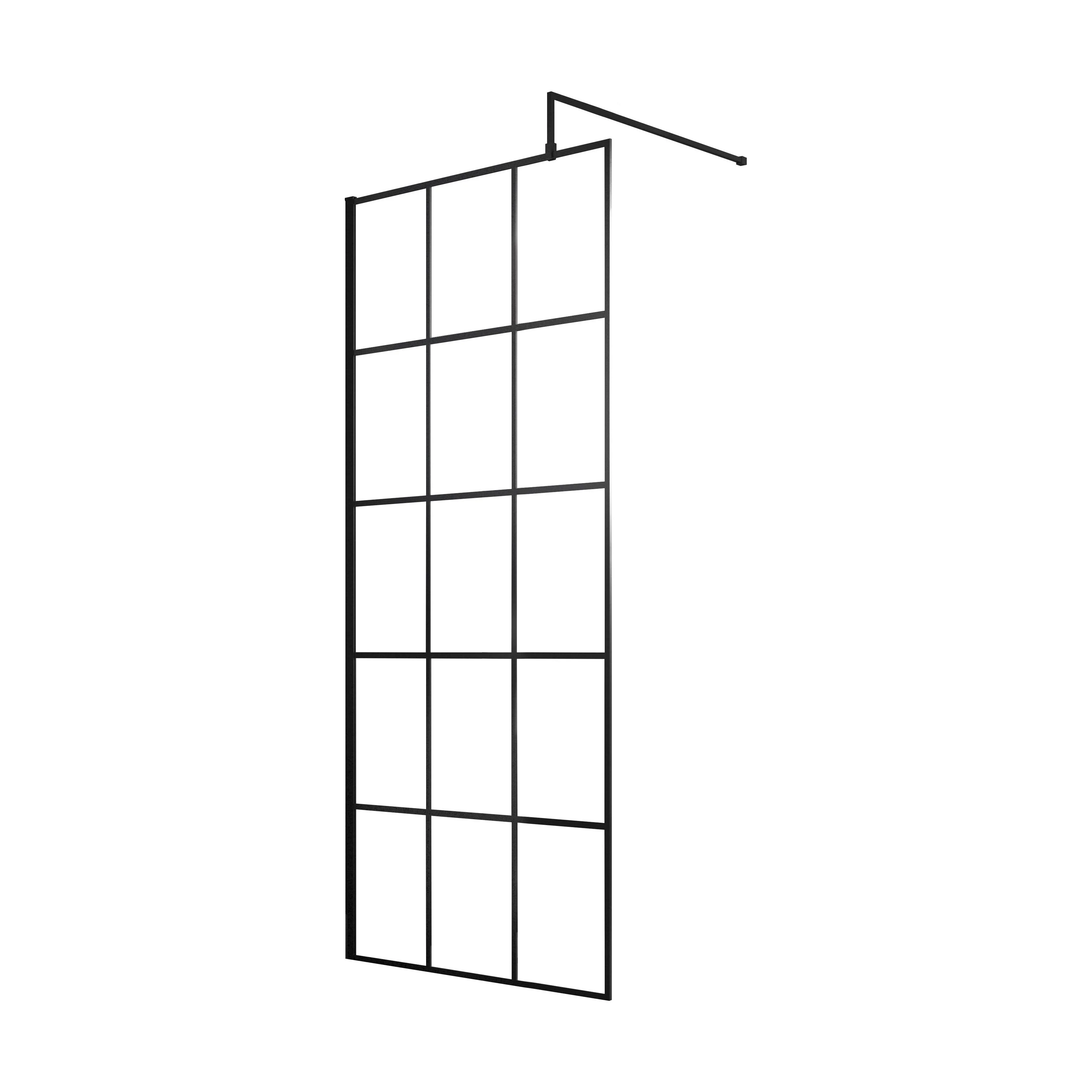 Balterley 8mm Toughened Safety Glass Black Framed Wetroom Screen - 760mm - Image 4