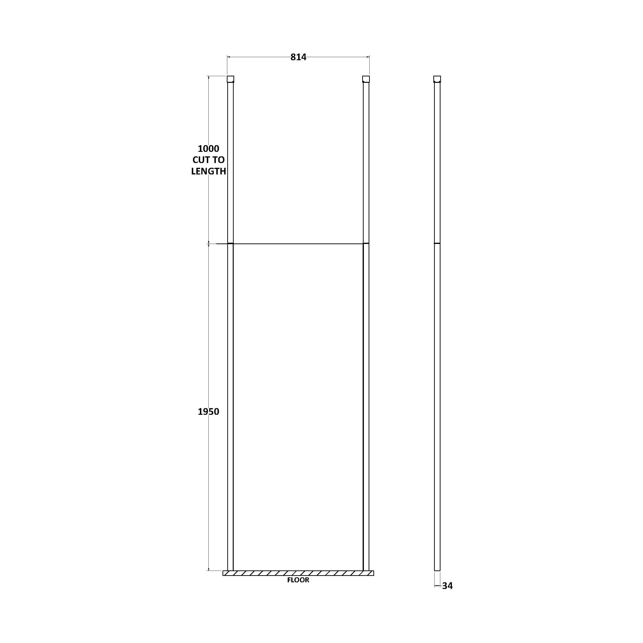 Balterley Contemporary Bathroom 8mm Glass Profile Wetroom Screen with Ceiling Posts, Chrome, 1950 x 700 x 14mm - Image 12