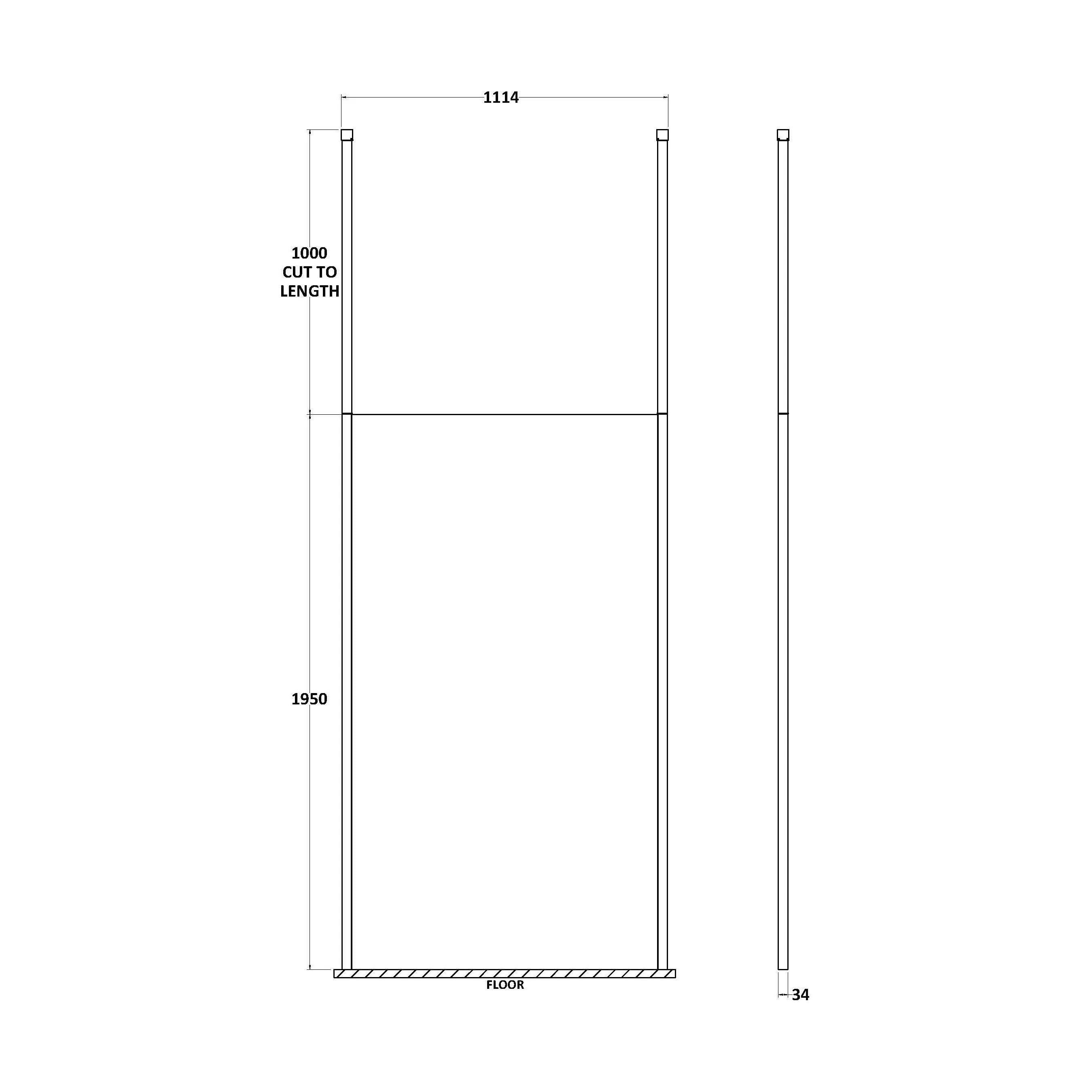 Balterley Contemporary Bathroom 8mm Glass Profile Wetroom Screen with Ceiling Posts, Chrome, 1950 x 700 x 14mm - Image 3