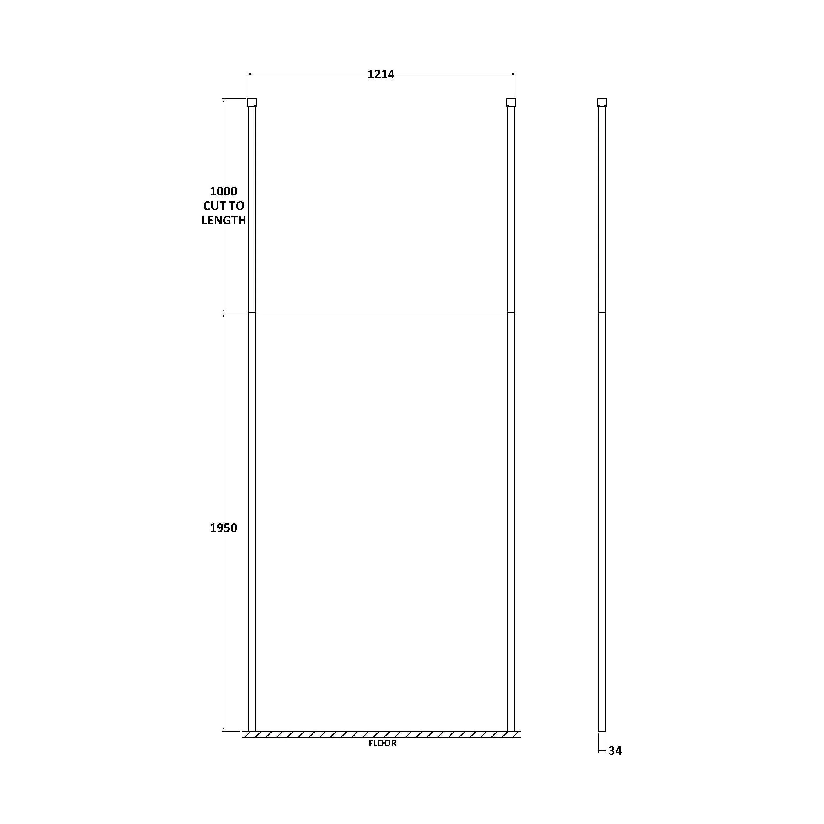 Balterley Contemporary Bathroom 8mm Glass Profile Wetroom Screen with Ceiling Posts, Chrome, 1950 x 700 x 14mm - Image 5
