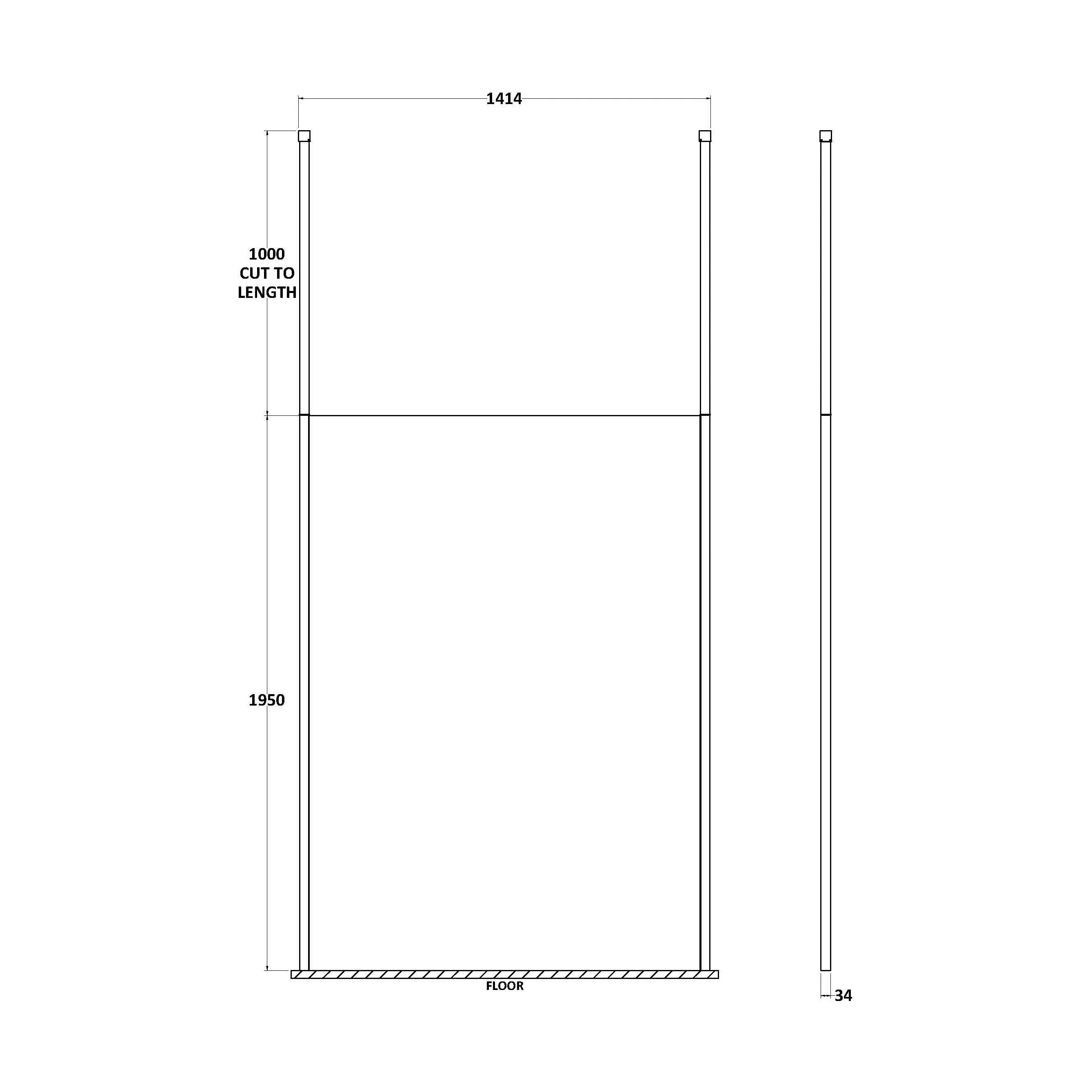 Balterley Contemporary Bathroom 8mm Glass Profile Wetroom Screen with Ceiling Posts, Chrome, 1950 x 700 x 14mm - Image 7