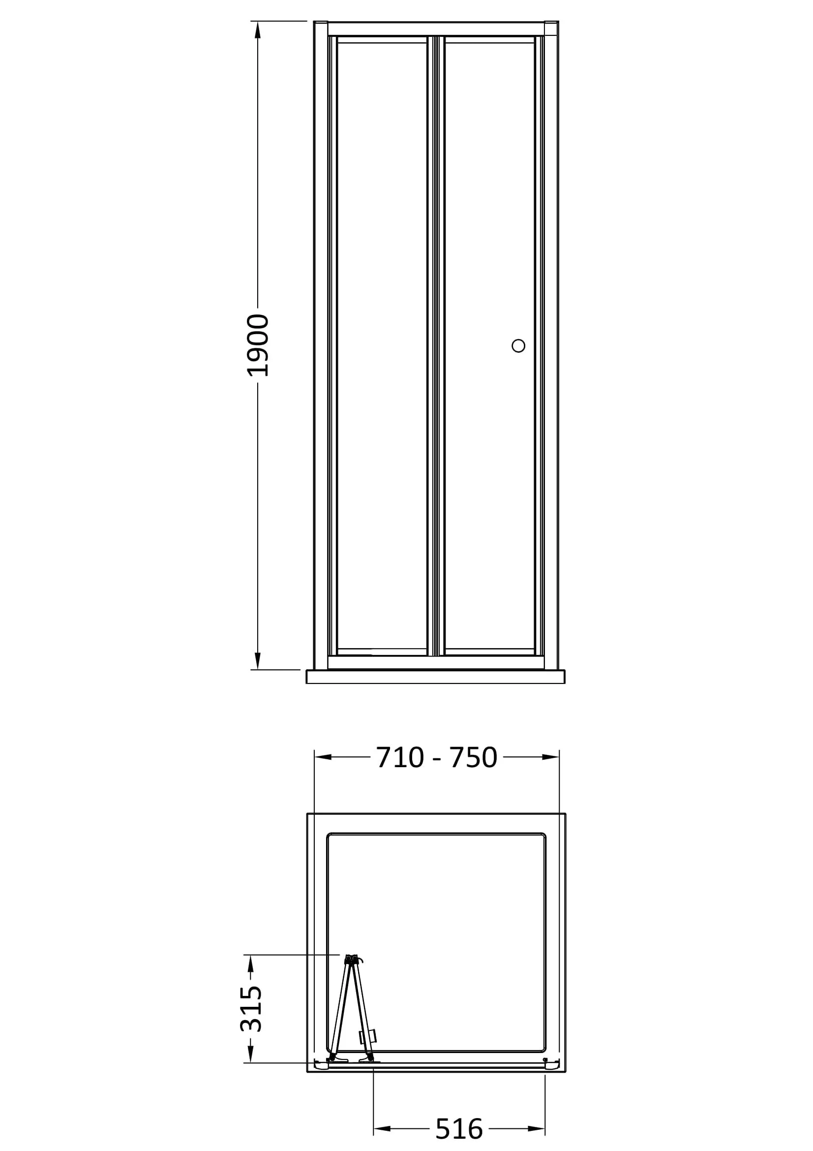 Almington 4mm Toughened Safety Glass Bi-Fold Shower Door, H: 1900mm, Choice of Size and Colour - Image 40