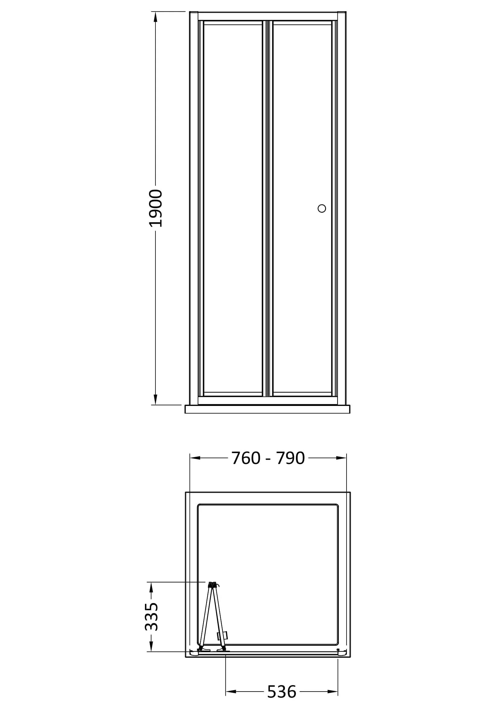 Almington 4mm Toughened Safety Glass Bi-Fold Shower Door, H: 1900mm, Choice of Size and Colour - Image 44