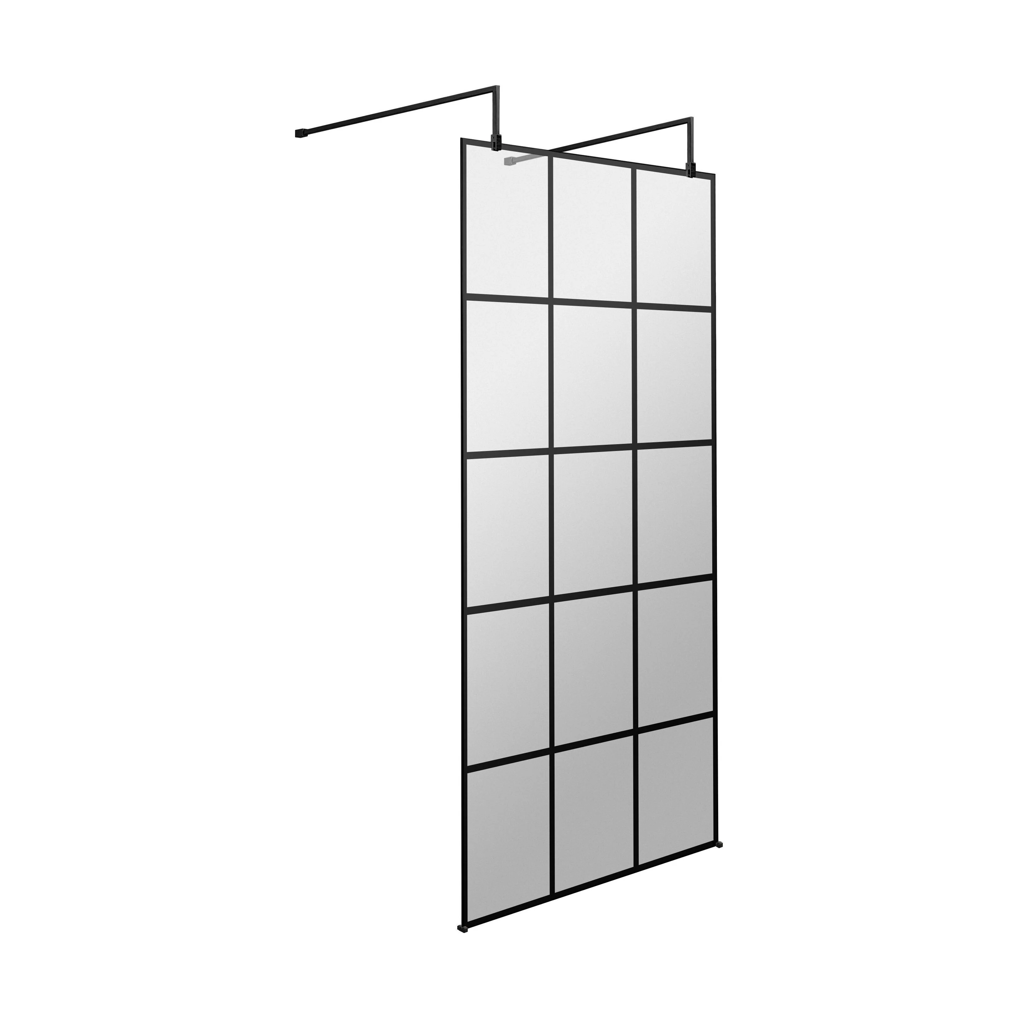 Balterley Contemporary Bathroom 8mm Framed Wetroom Screen with Arms and Feet, Matt Black, 1950 x 700 x 14mm - Image 7