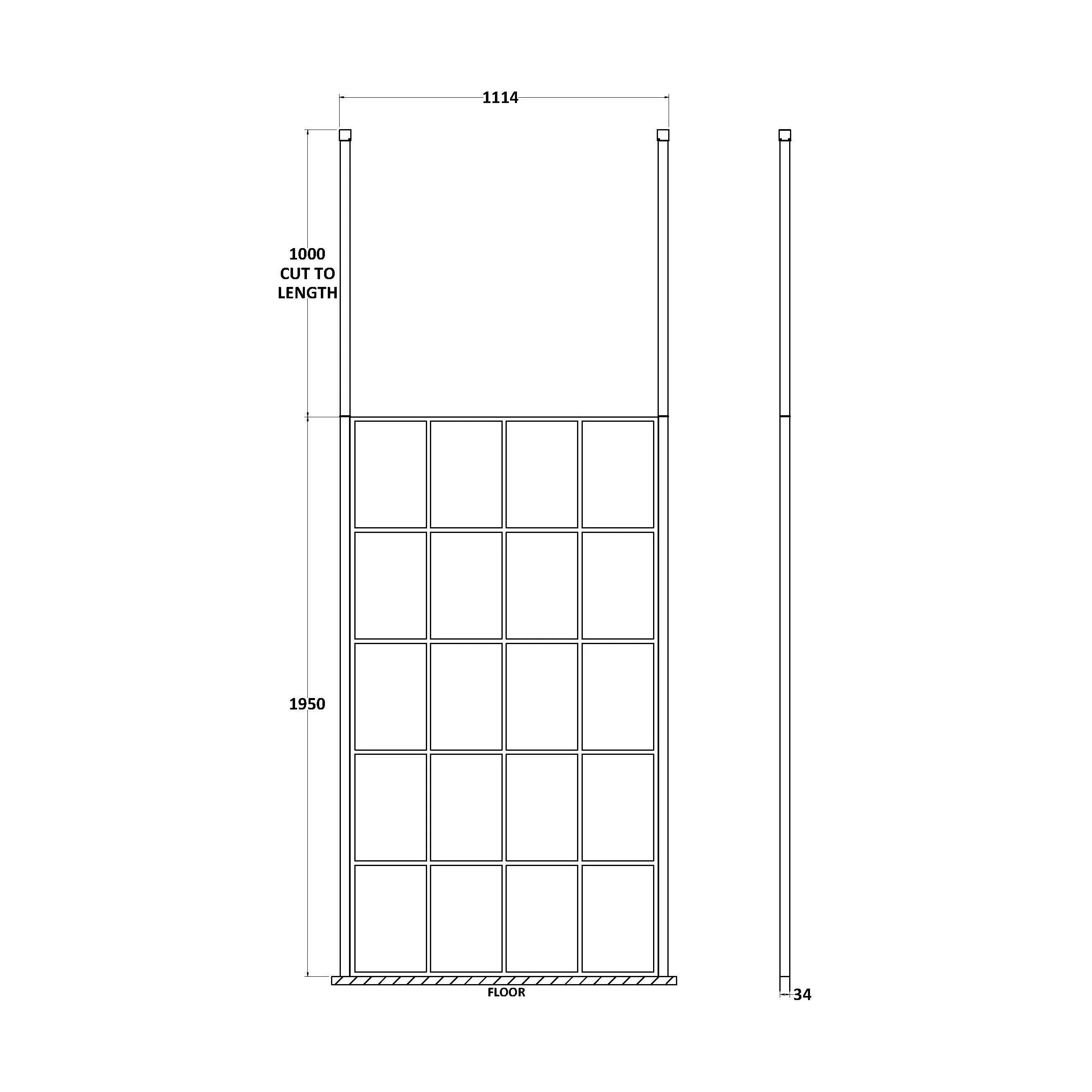 Balterley Contemporary Bathroom 8mm Profile Wetroom Screen with Ceiling Posts, Matt Black, 1950 x 700 x 14mm - Image 2